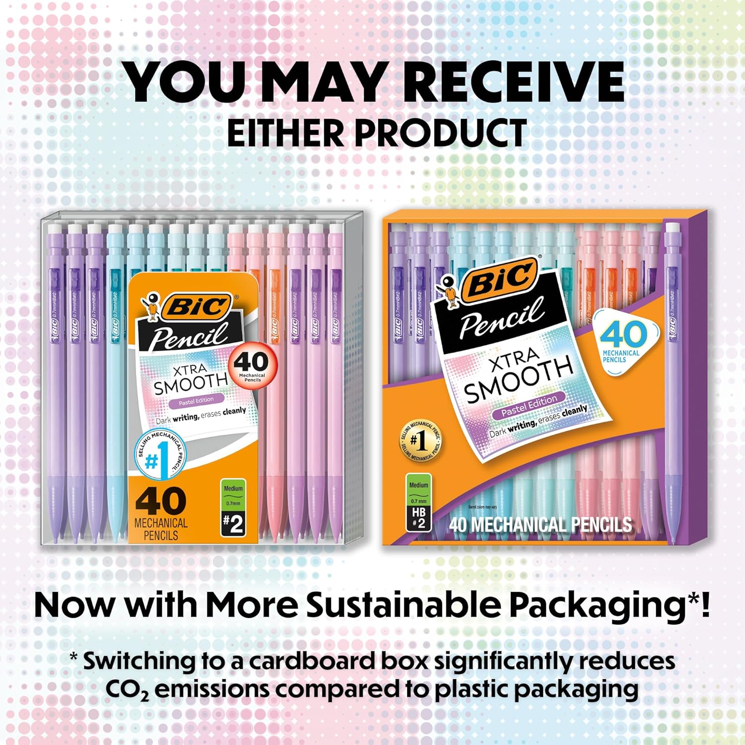BIC Xtra-Smooth Pastel Mechanical Pencils with Erasers, Medium Point (0.7 mm), Bulk School Supplies for Students and Teachers, 40-Count Pack