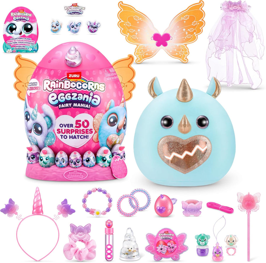 ZURU Eggzania Fairy Mania Plush Toy, Collectible Plush, Surprise Eggs, Wearable Accessories, Slime -  Rhino