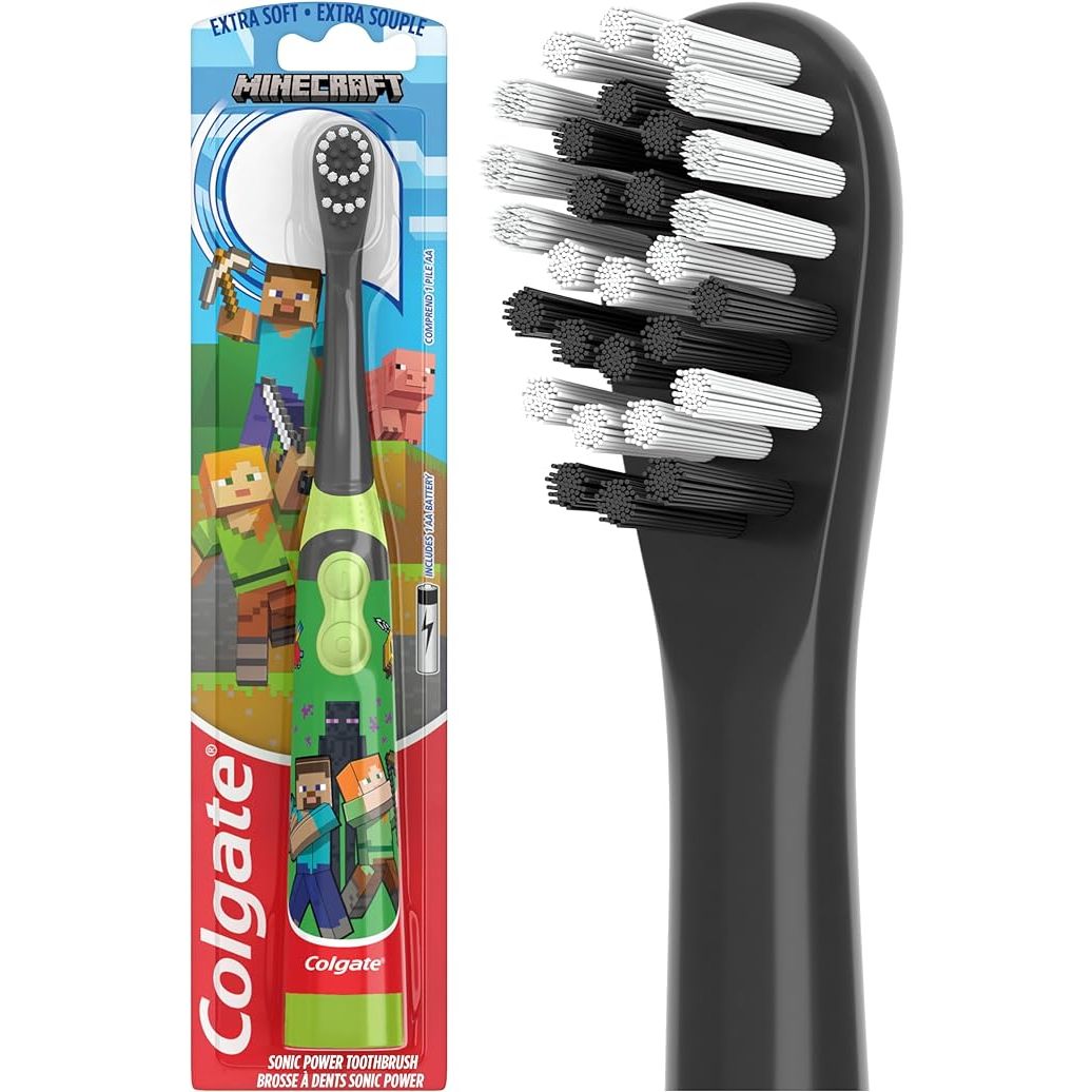 فرشاة أسنان كولجيت للأطفال تعمل بالبطارية الكهربائية، فائقة النعومة، ماينكرافت