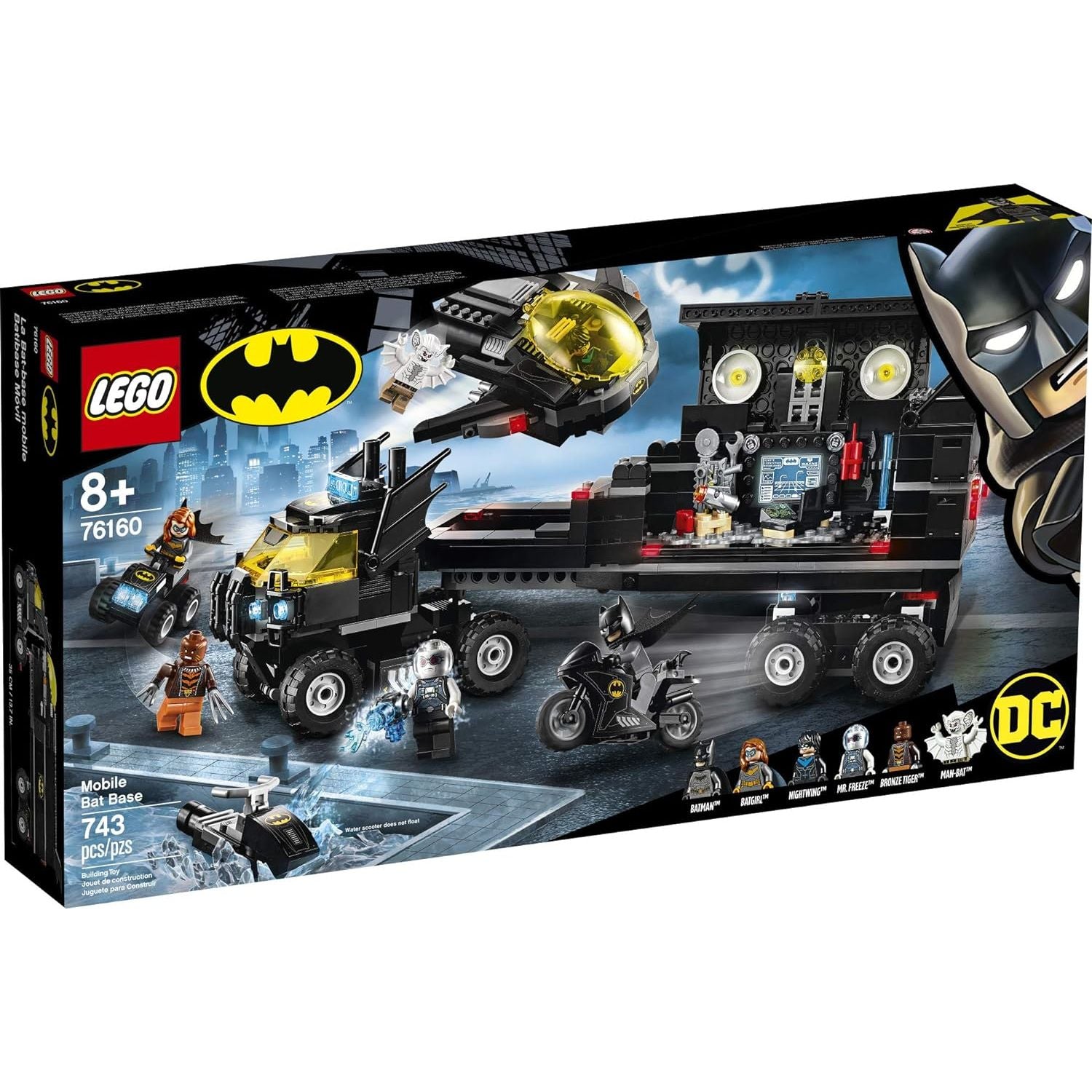 LEGO 76160 DC Mobile Bat Base 76160 Batman Building Toy, Gotham City Batcave Playset and Action Minifigures (743 Pieces)