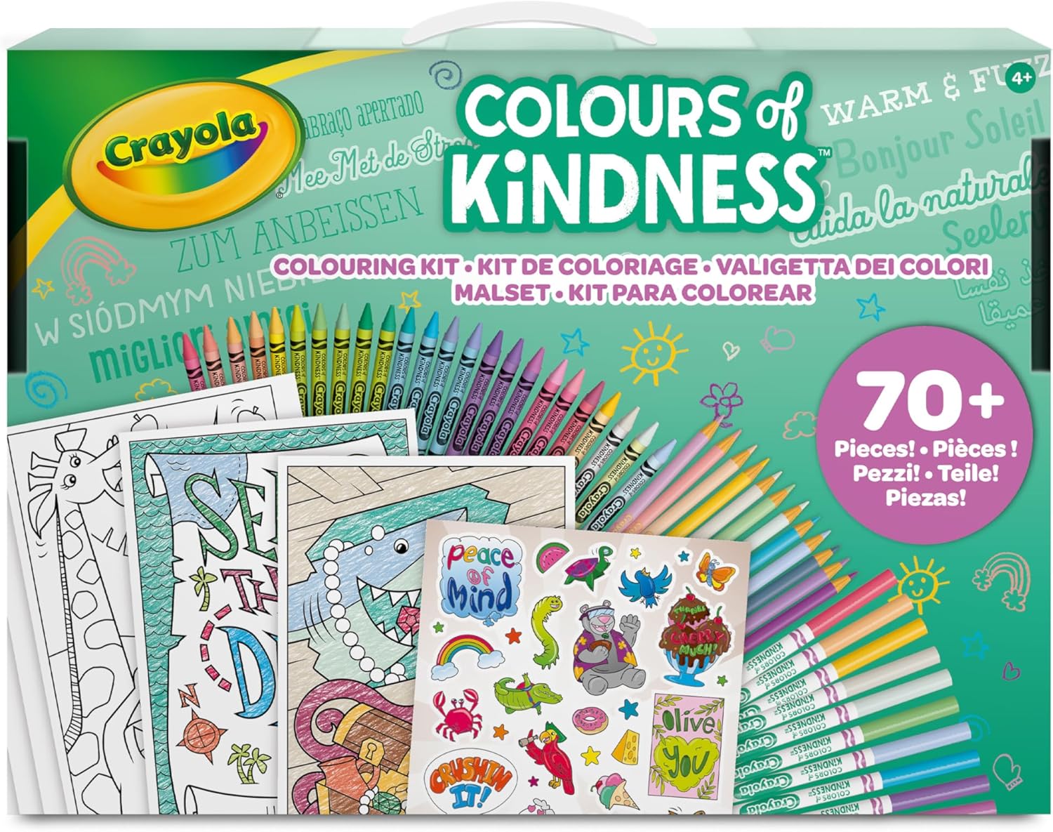 Crayola Colours of Kindess Colour Box, 70 Pieces+, Marker, Wax Crayon, Pencil, Colouring Sheets and Stickers