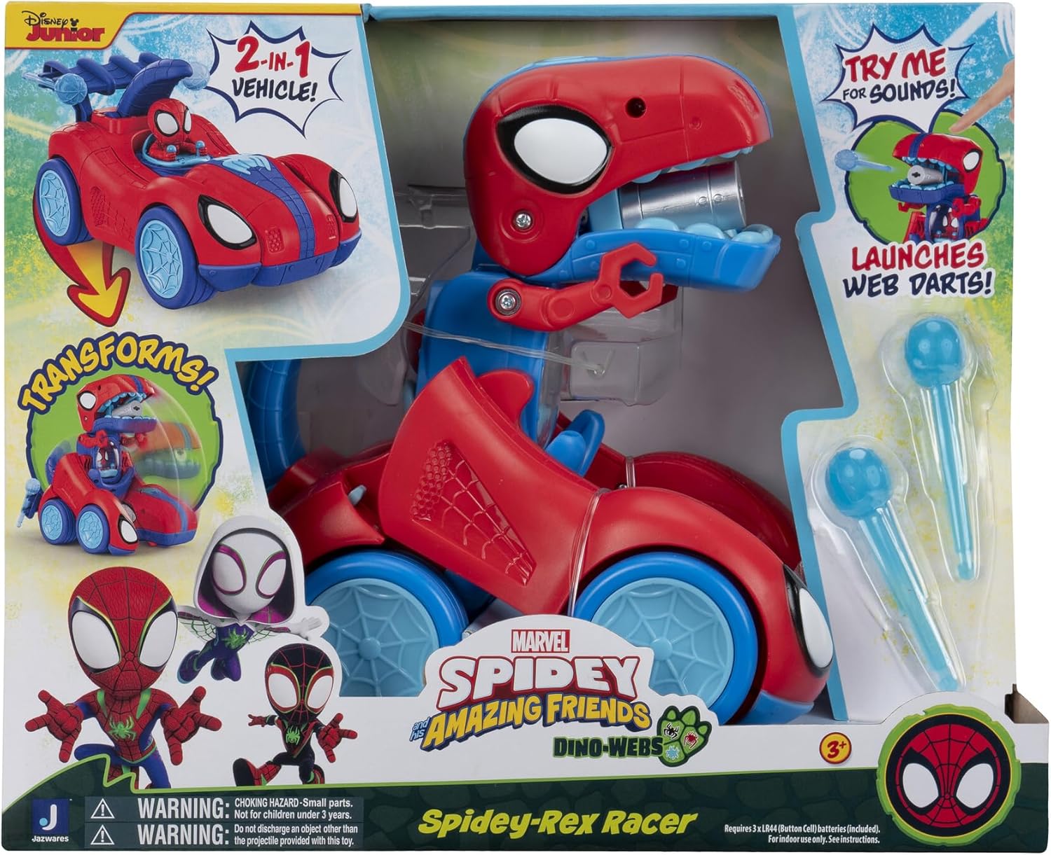 Jazwares - Spidey & His Amazing Friends - 2 in 1 Vehicle - Spidey-Rex Racer