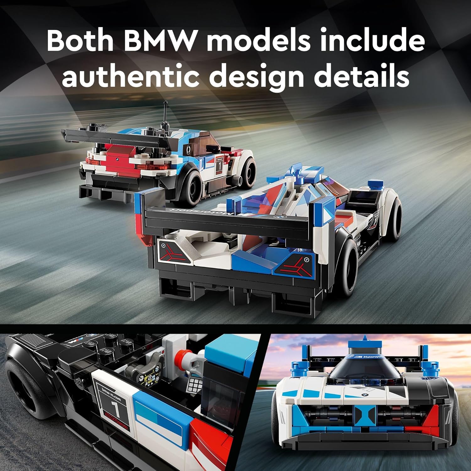 LEGO 76922 Speed Champions BMW M4 GT3 & BMW M Hybrid V8 Race Cars, BMW Toy for Kids with 2 Buildable Models and 2 Driver Minifigures