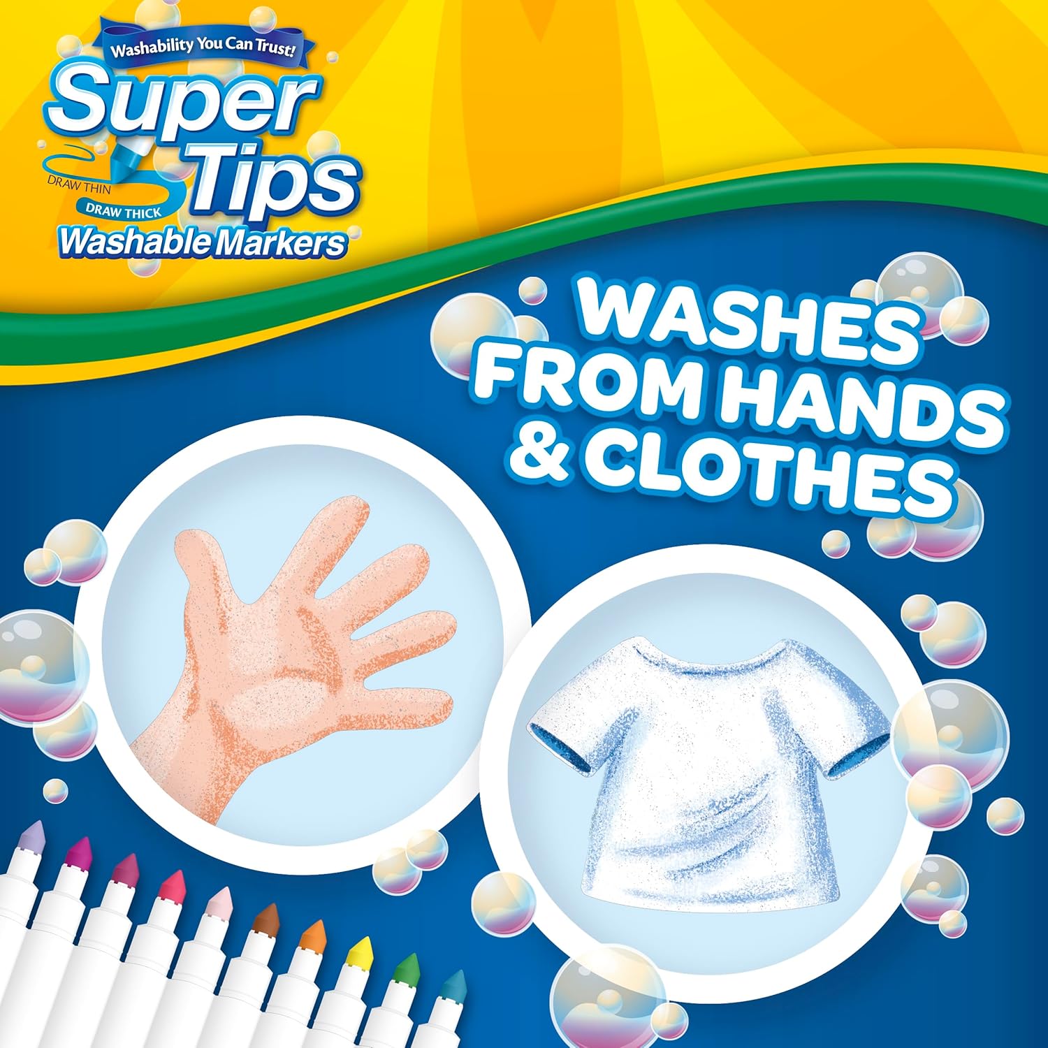 Crayola Super Tips Washable Markers, 50 Count, Versatile Fine & Broad Line Tips