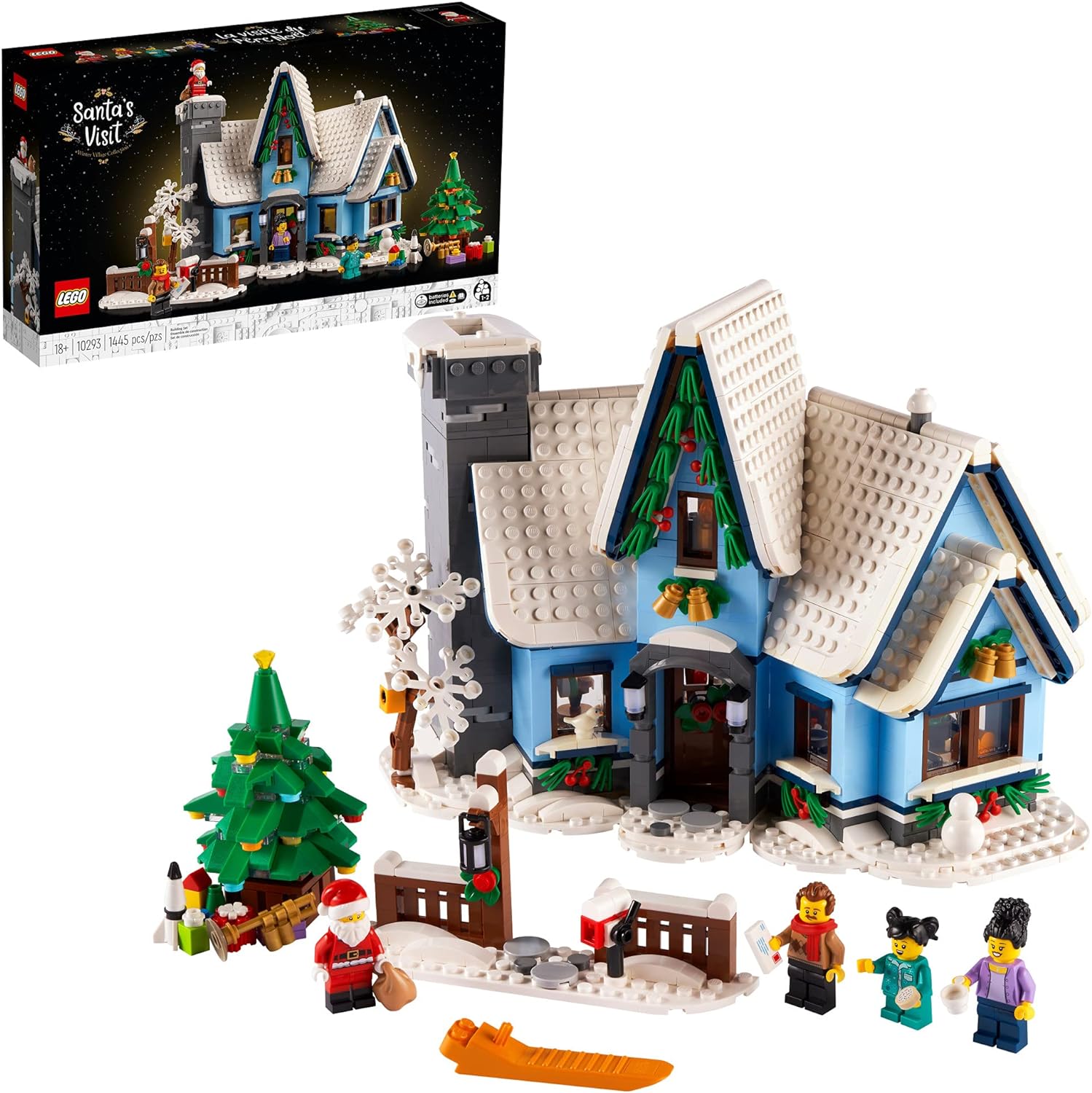 LEGO 10293  Icons Santa’s Visit Christmas House Model Building Set for Adults and Families, Festive Home Décor with Xmas Tree, Gift Idea