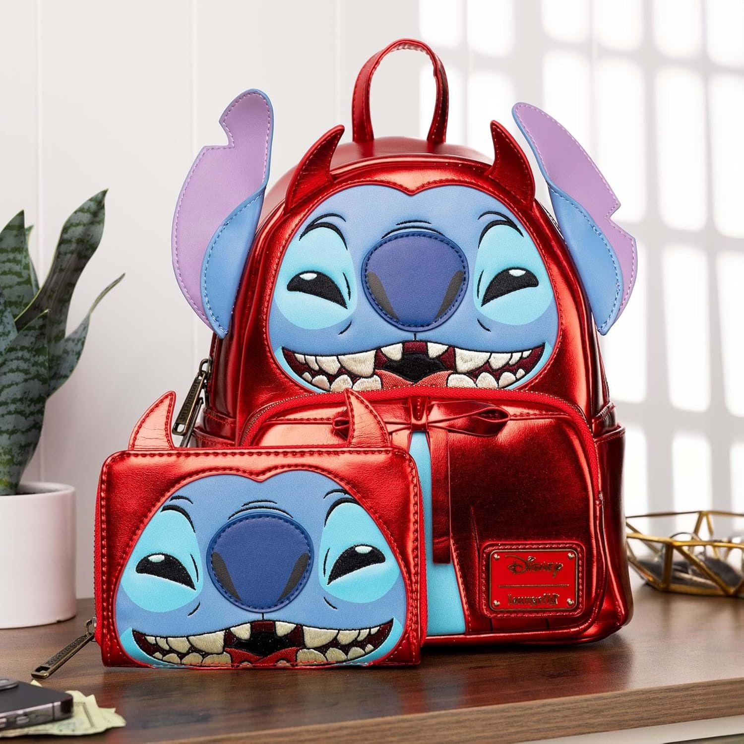 Loungefly Disney Stitch Devil Double Strap Mini Backpack