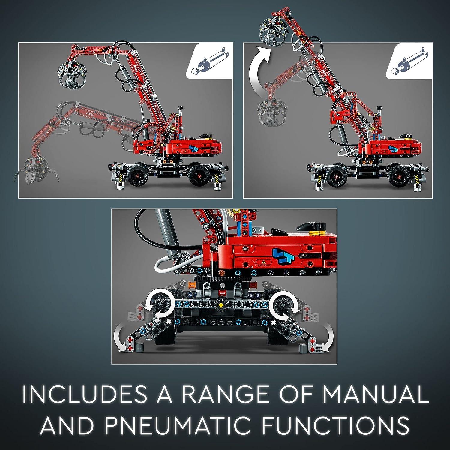 LEGO 42144 Technic Material Handler Crane Building Toy Set for Kids, Boys, and Girls Ages 10+ (835 Pieces) Retired