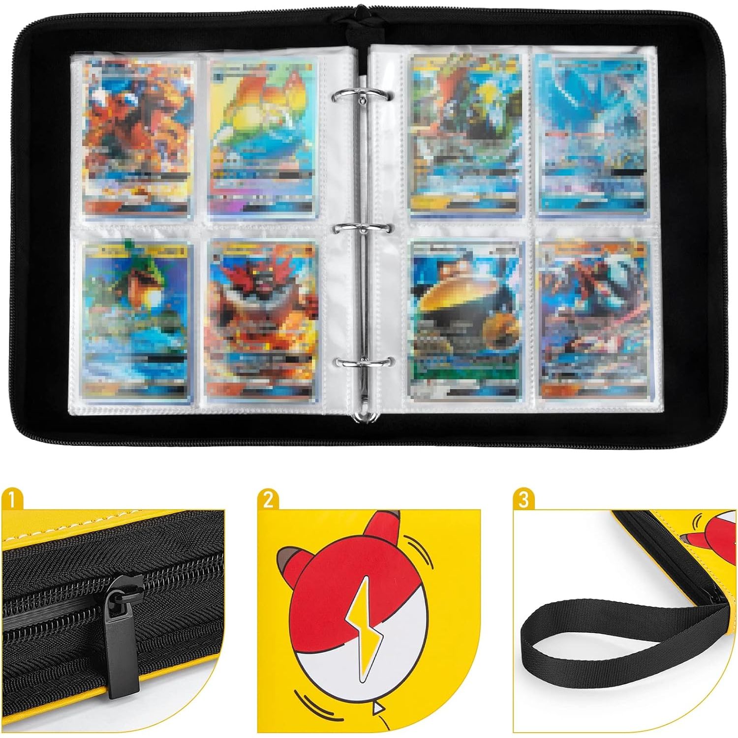 Yinke Binder Case for PM Card, PM TCG Card Holds Up to 400 Cards with 50 Premium