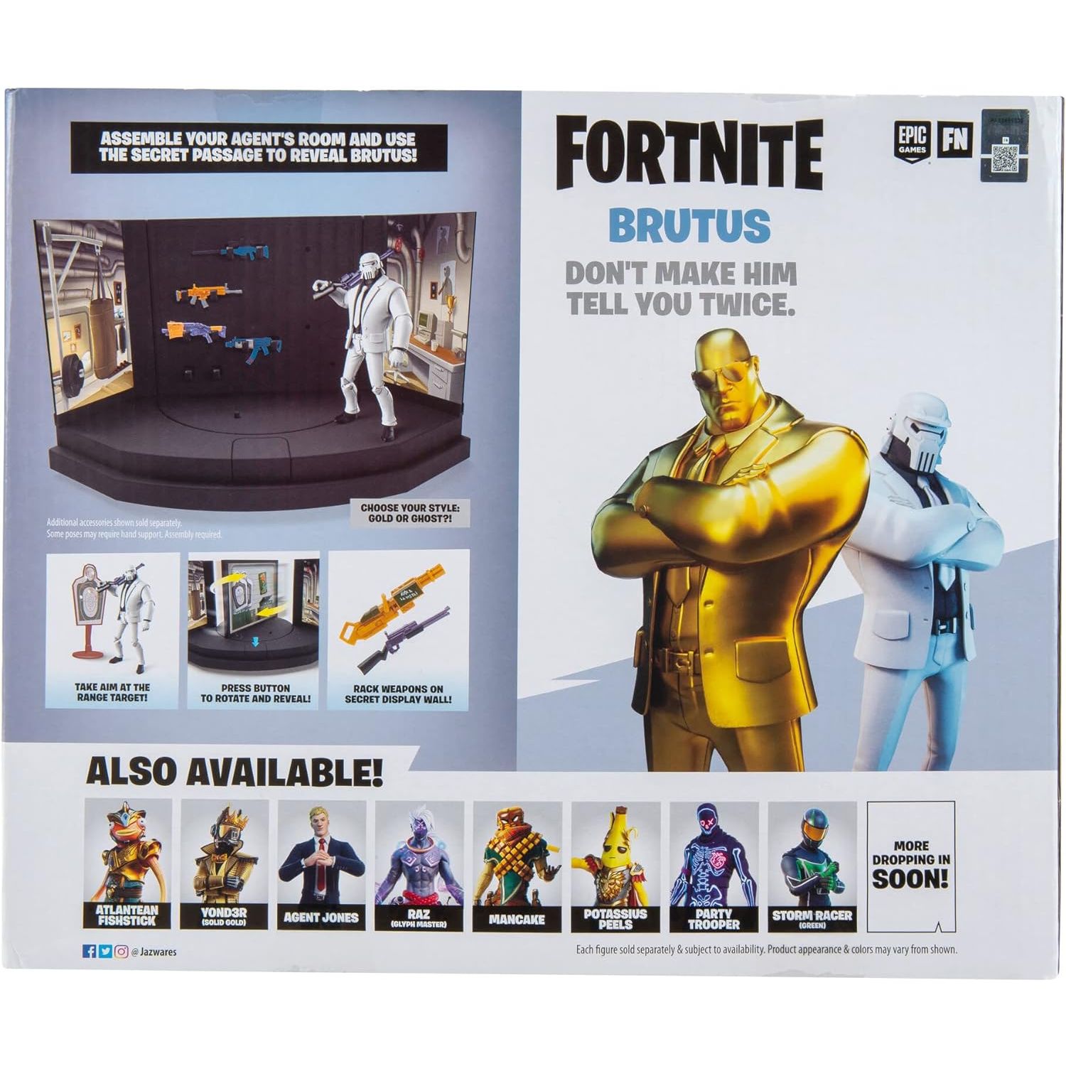 مجموعة اللعب المميزة لغرفة وكيل Fortnite Brutus مع شخصيتين مفصليتين مقاس 4 بوصات بالإضافة إلى الأسلحة والملحقات