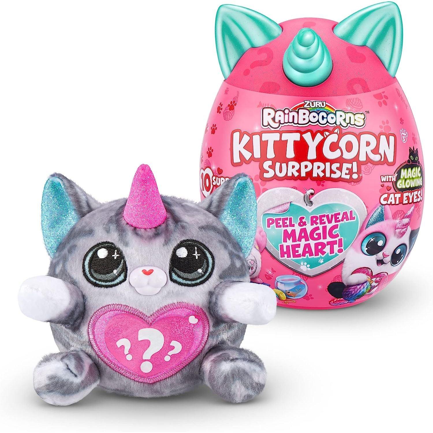 Rainbocorns Kittycorn Surprise Series 1 (American Shorthair) Collectible Plush Stuffed Animal, Surprise Egg, Sticker Pack, Jelly Slime Poop 9259B