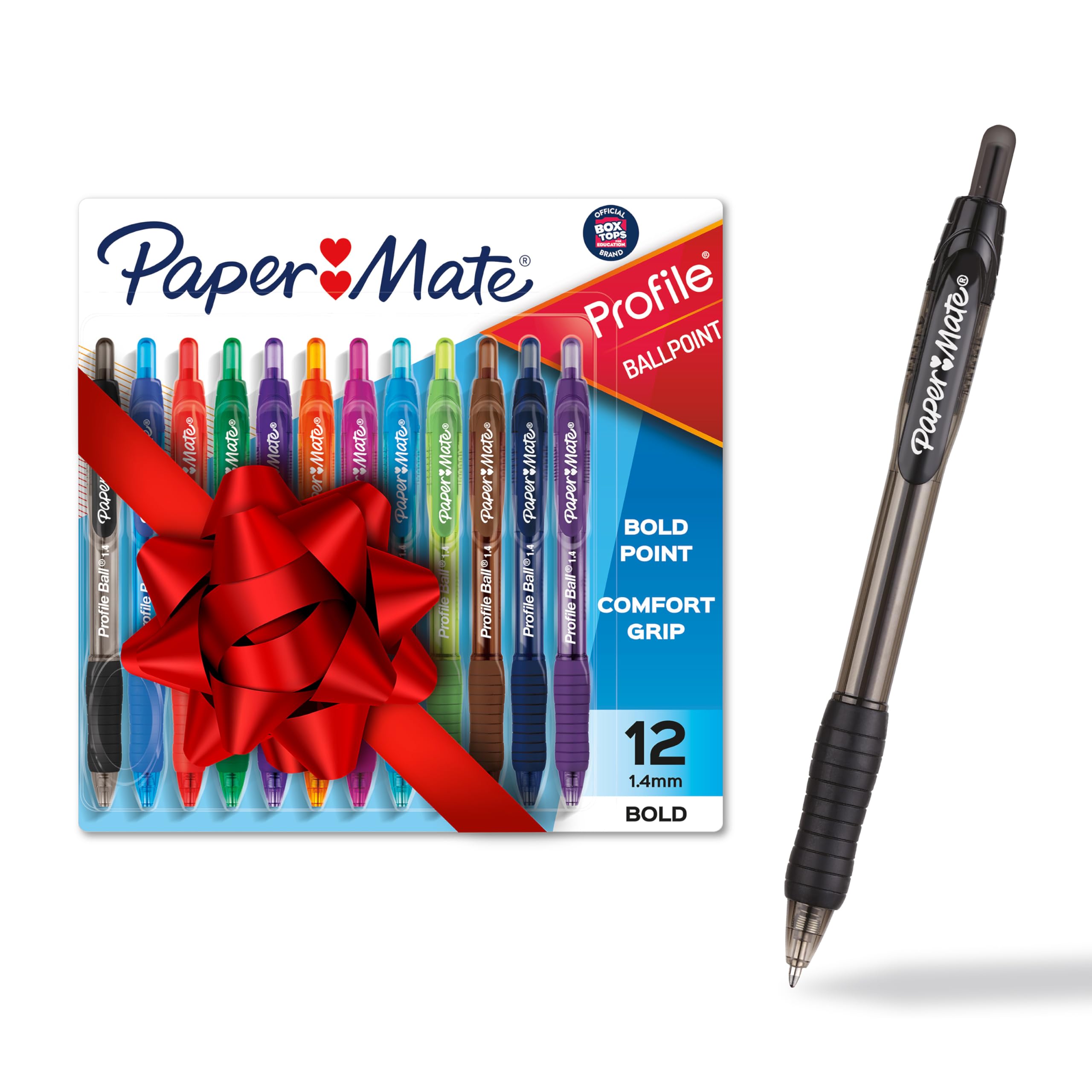 Paper Mate Profile Retractable Ballpoint Pens, Bold (1.4mm), Assorted Colors, 12 Count