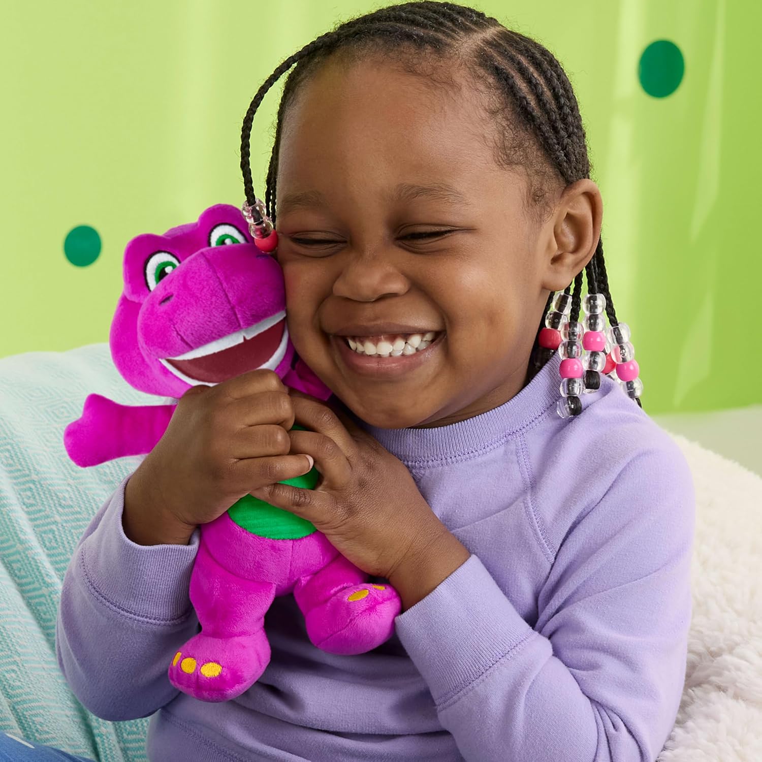 Barney World Toddler Toy Plush Dinosaur Character for Preschool Pretend Play Kids Ages 2+ Years 21 cm