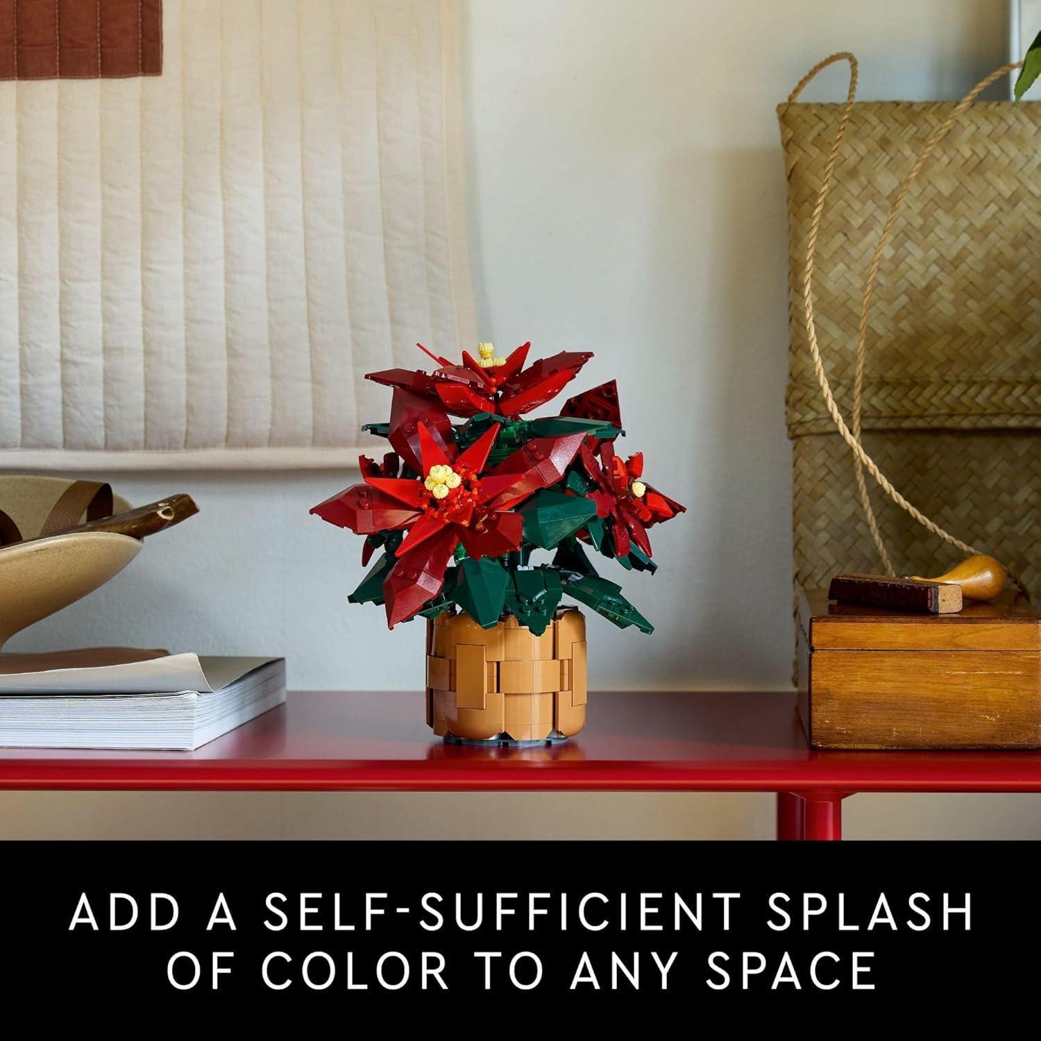 LEGO 10370 Icons Poinsettias Artificial Christmas Flowers - Artificial Flowers for Decoration & Centerpieces for Tables