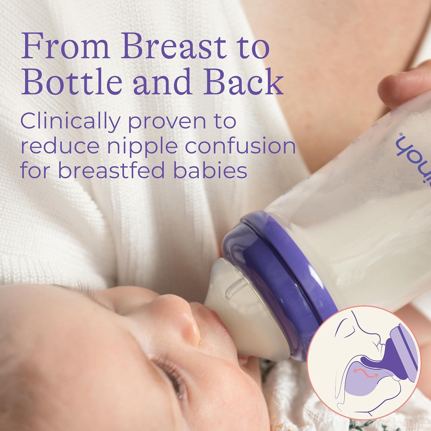 Lansinoh Anti-Colic Baby Bottle for Breastfeeding Babies, Ounces