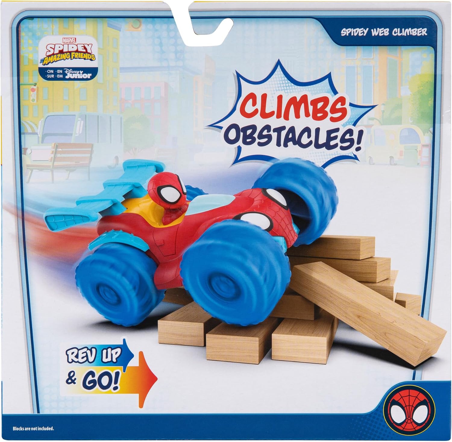 Disney Junior Marvel Spidey and His Amazing Friends Marvel Spidey Web Climber - 7-Inch Rev Up Motor Vehicle That Climbs Obstacles