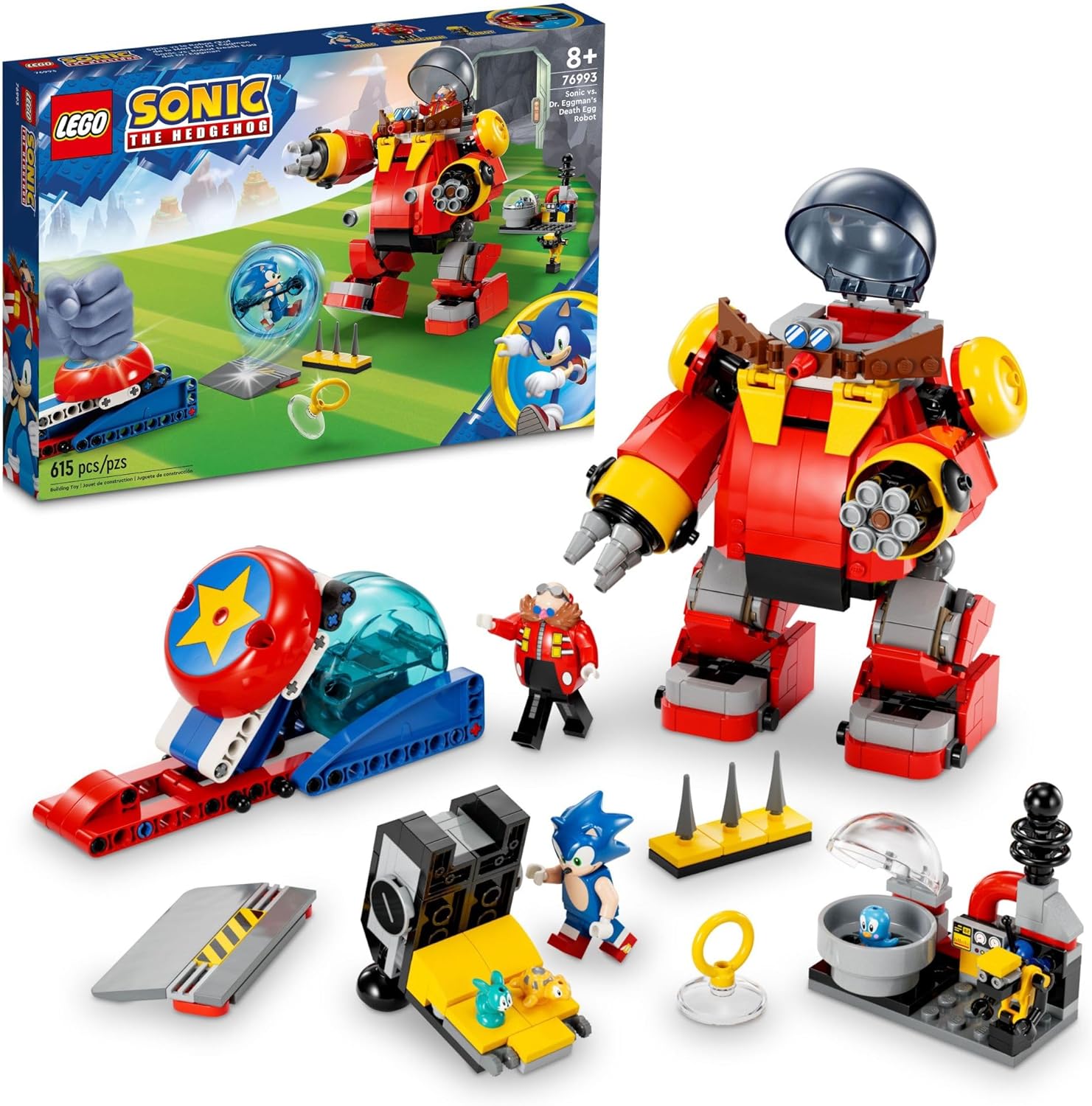 LEGO 76993 Sonic The Hedgehog Sonic vs. Dr. Eggman’s Death Egg Robot Building Toy for Sonic Fans and 8 Year Old Gamers, Includes Speed Sphere and Launcher Plus 6 Sonic Figures for Creative Role Play