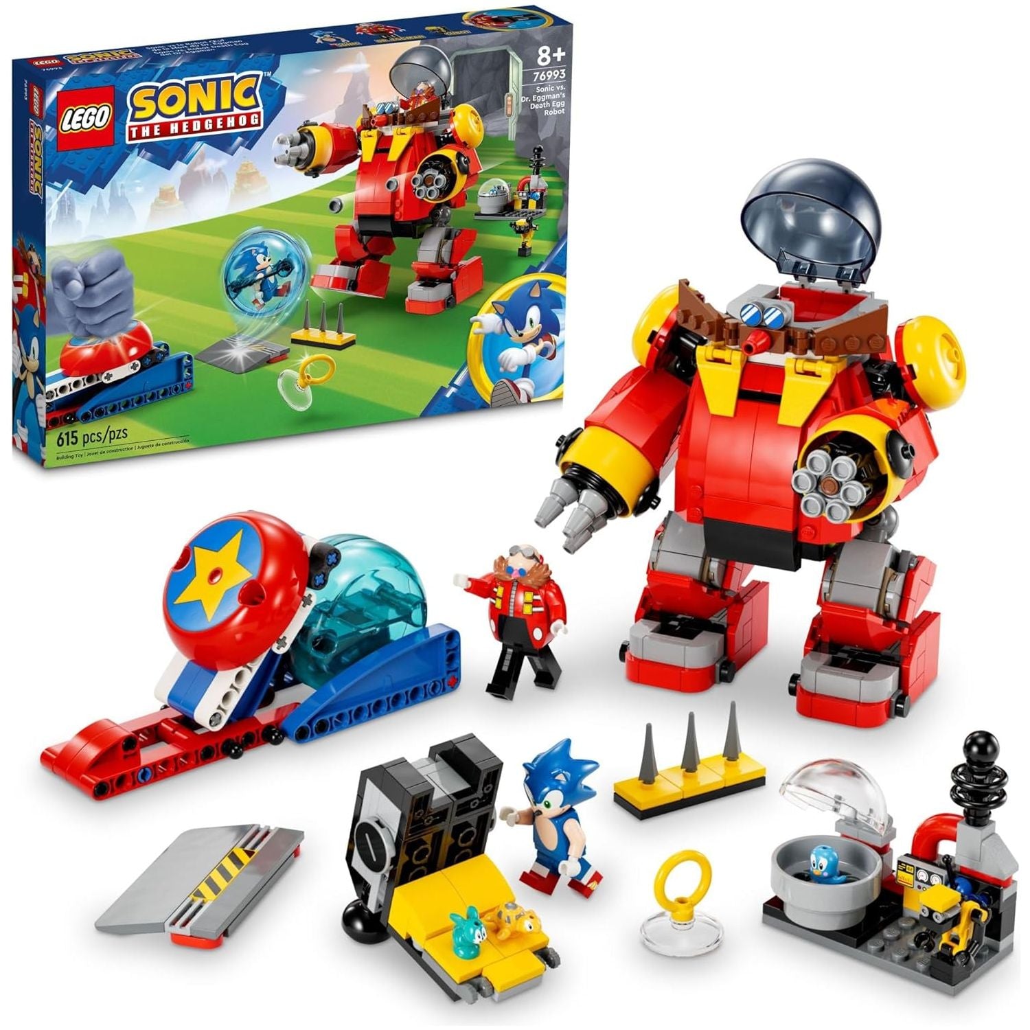 LEGO 76993 Sonic The Hedgehog Sonic vs. Dr. Eggman’s Death Egg Robot Building Toy for Sonic Fans and 8 Year Old Gamers, Includes Speed Sphere and Launcher Plus 6 Sonic Figures for Creative Role Play