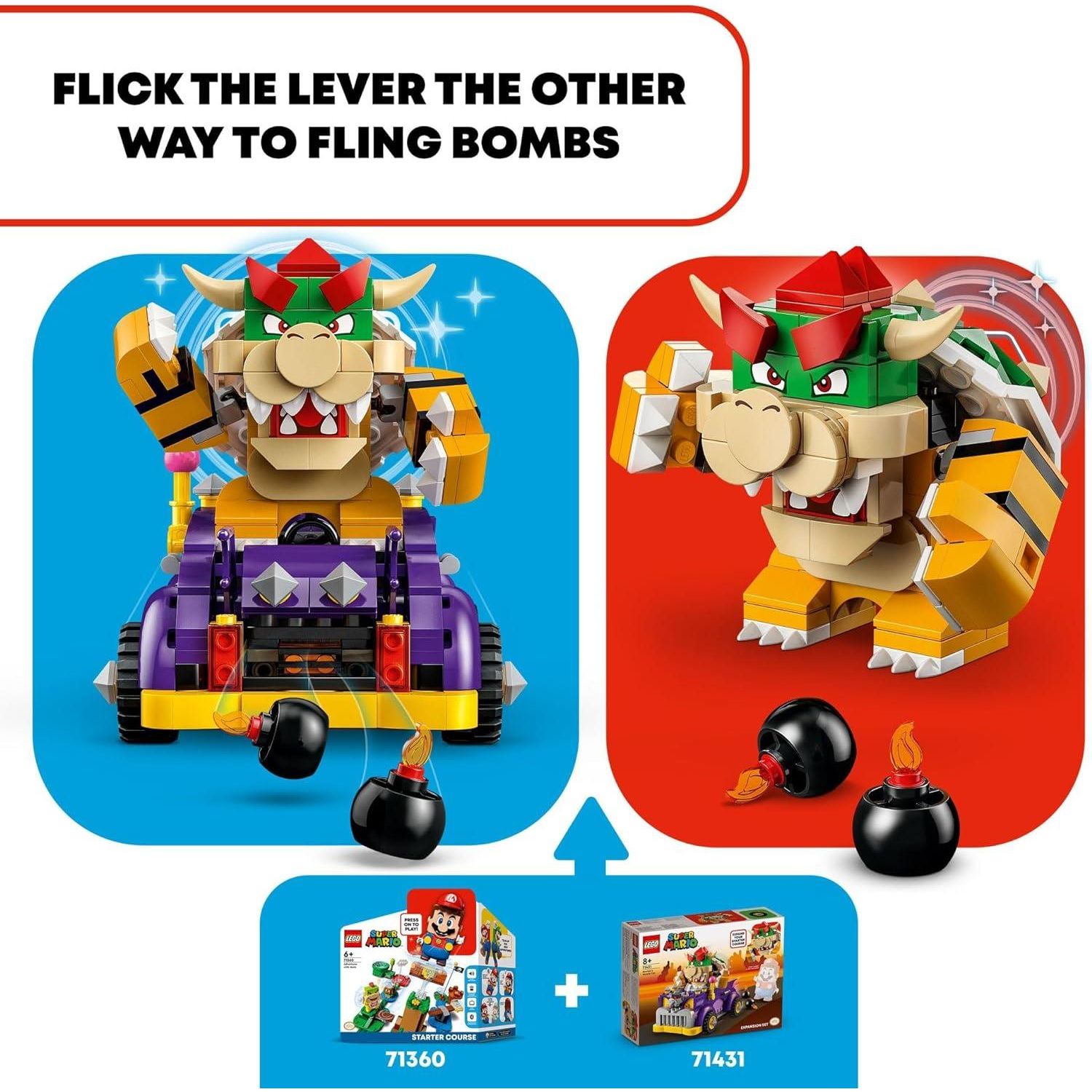 LEGO 71431 Super Mario Bowser’s Muscle Car Expansion Set, Collectible Bowser Toy for Kids.