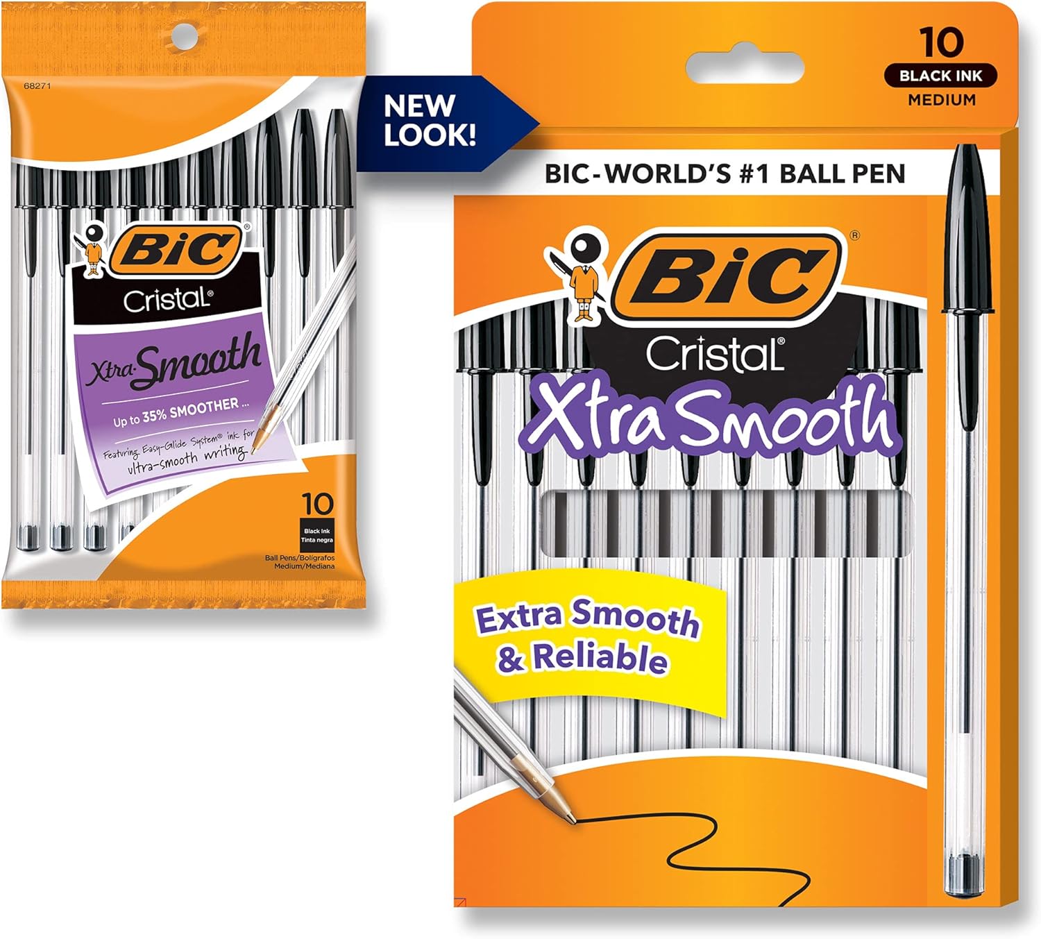 BIC Cristal Xtra Smooth Ballpoint Pen, Medium Point (1.0mm),For Everyday Writing Activities, 10-Count