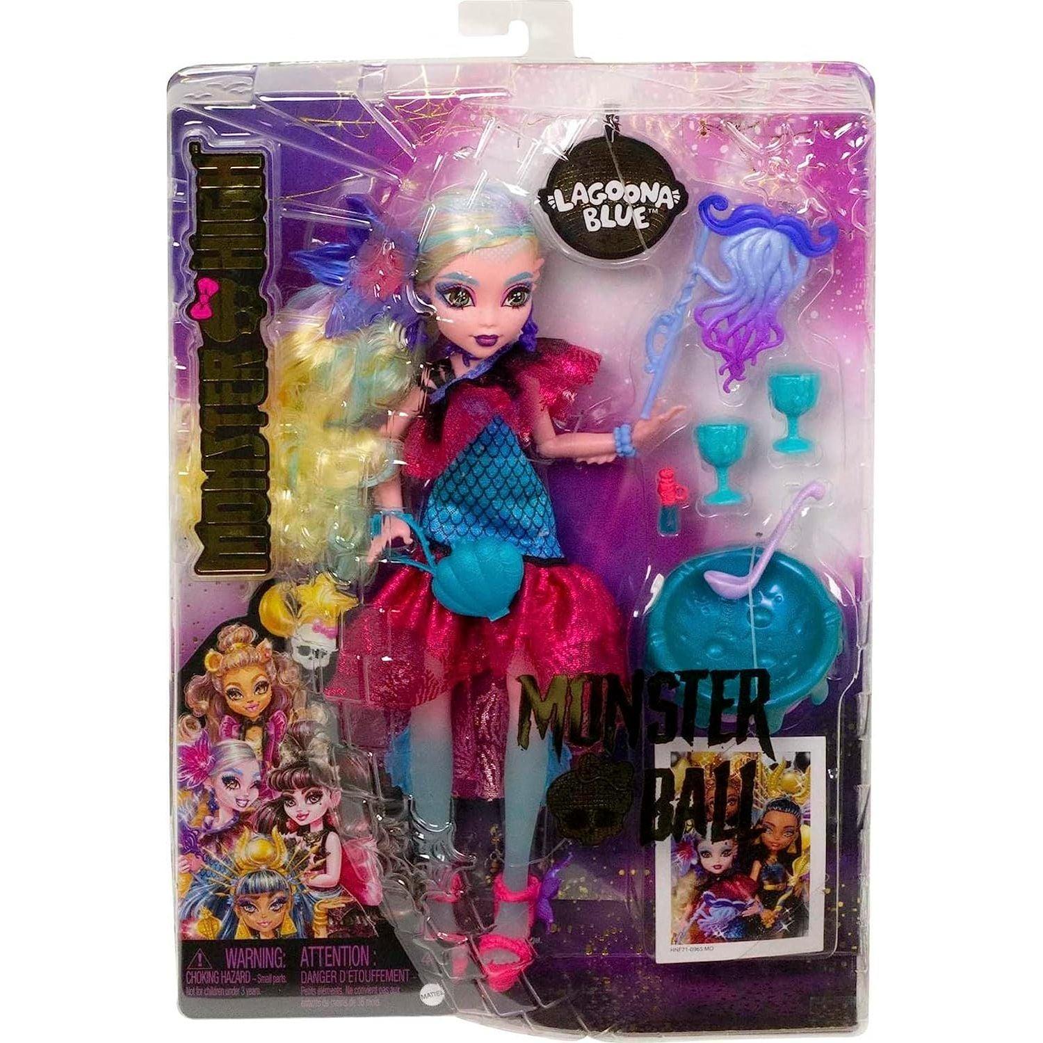 Monster High Lagoona Blue Doll in Monster Ball Party Dress with Themed Accessories Like Balloons