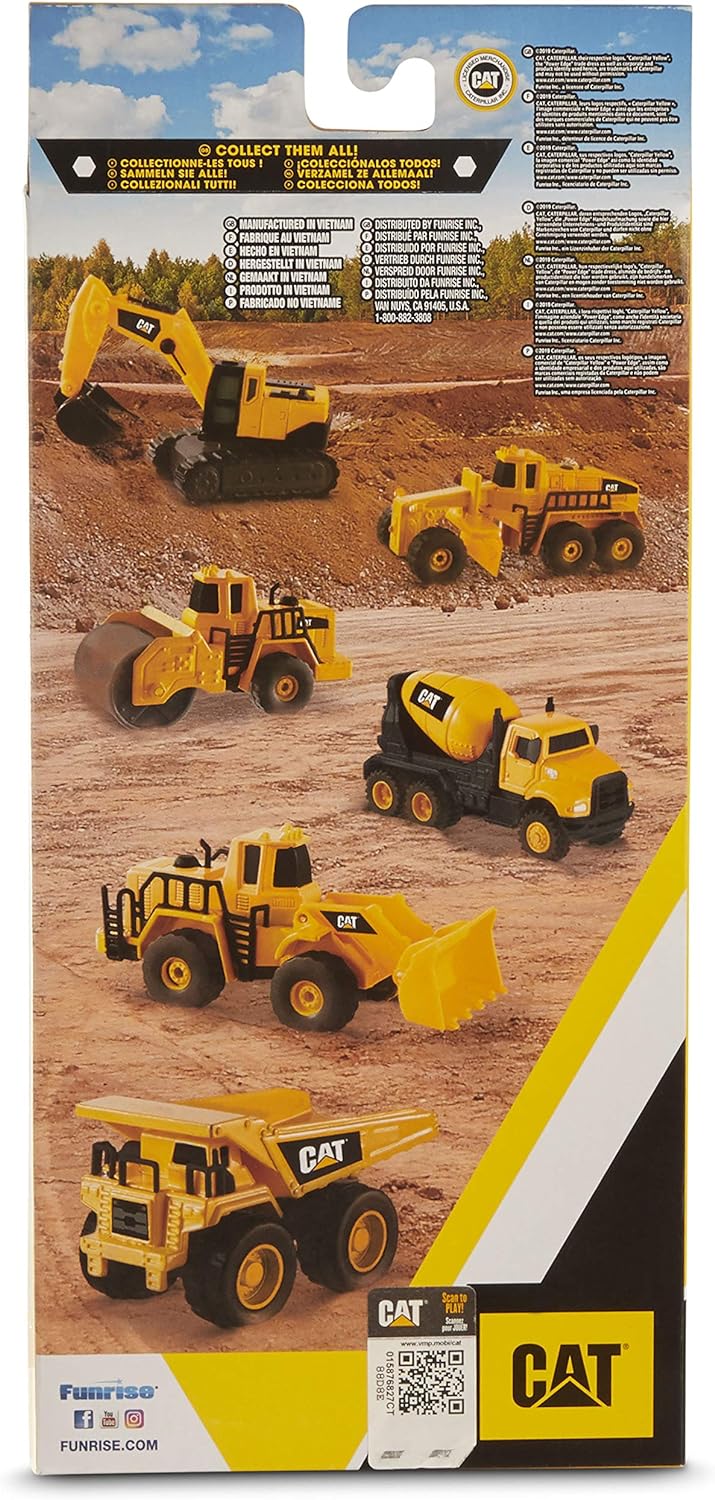 مجموعة من 3 مركبات معدنية مصبوبة من CAT Construction Toys - شاحنة قلابة/خلاطة أسمنت/مجرفة للأعمار من 3 سنوات فما فوق