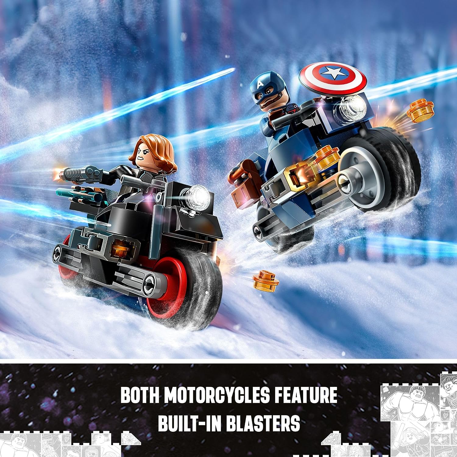 LEGO 76260 Marvel Black Widow & Captain America Motorcycles Buildable Marvel Toy - 130 PCS