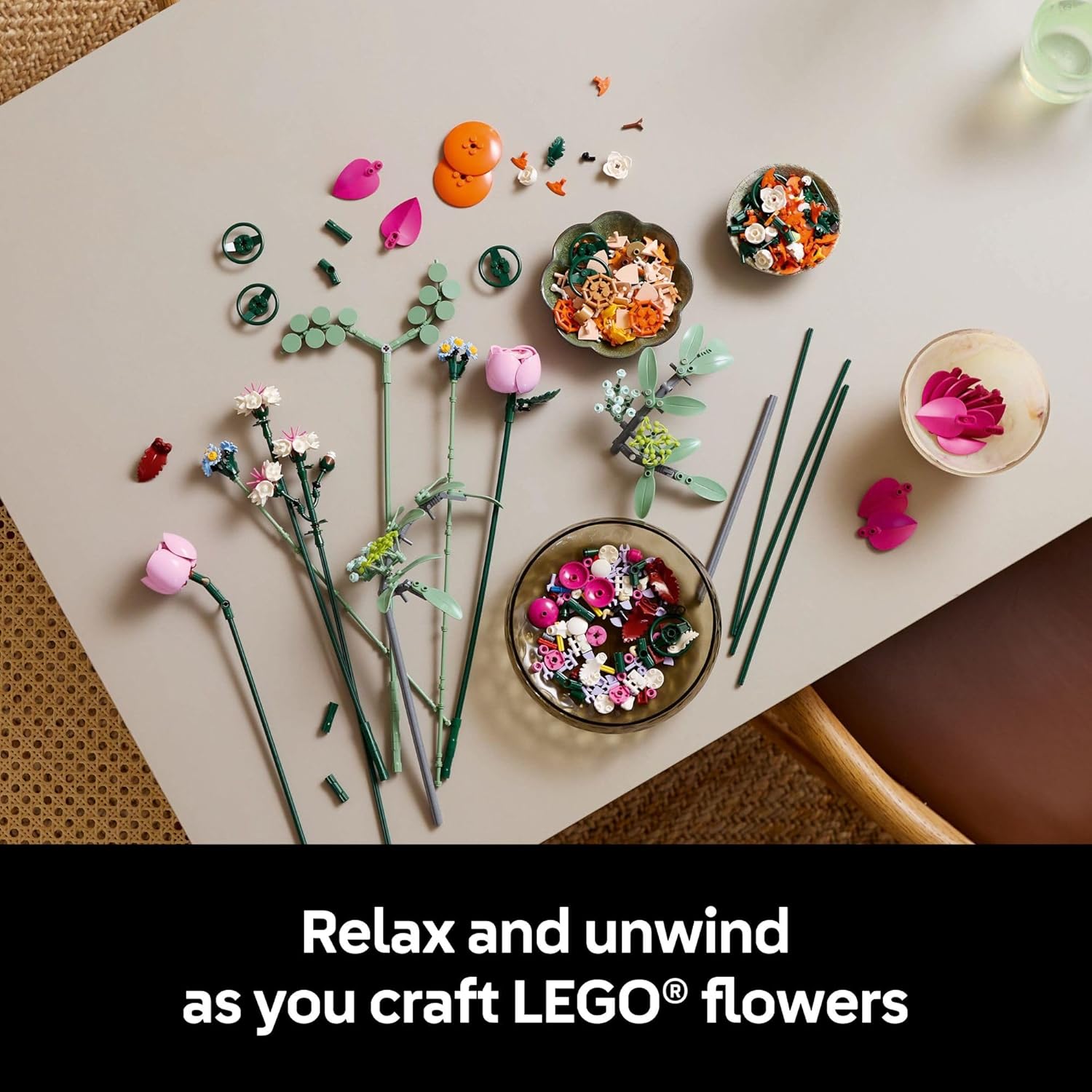 LEGO Botanicals Pretty Pink Flower Bouquet Building Set for Adults - Gifts for Birthdays for Her- Artificial Flowers for Decor or Table Display - 10342