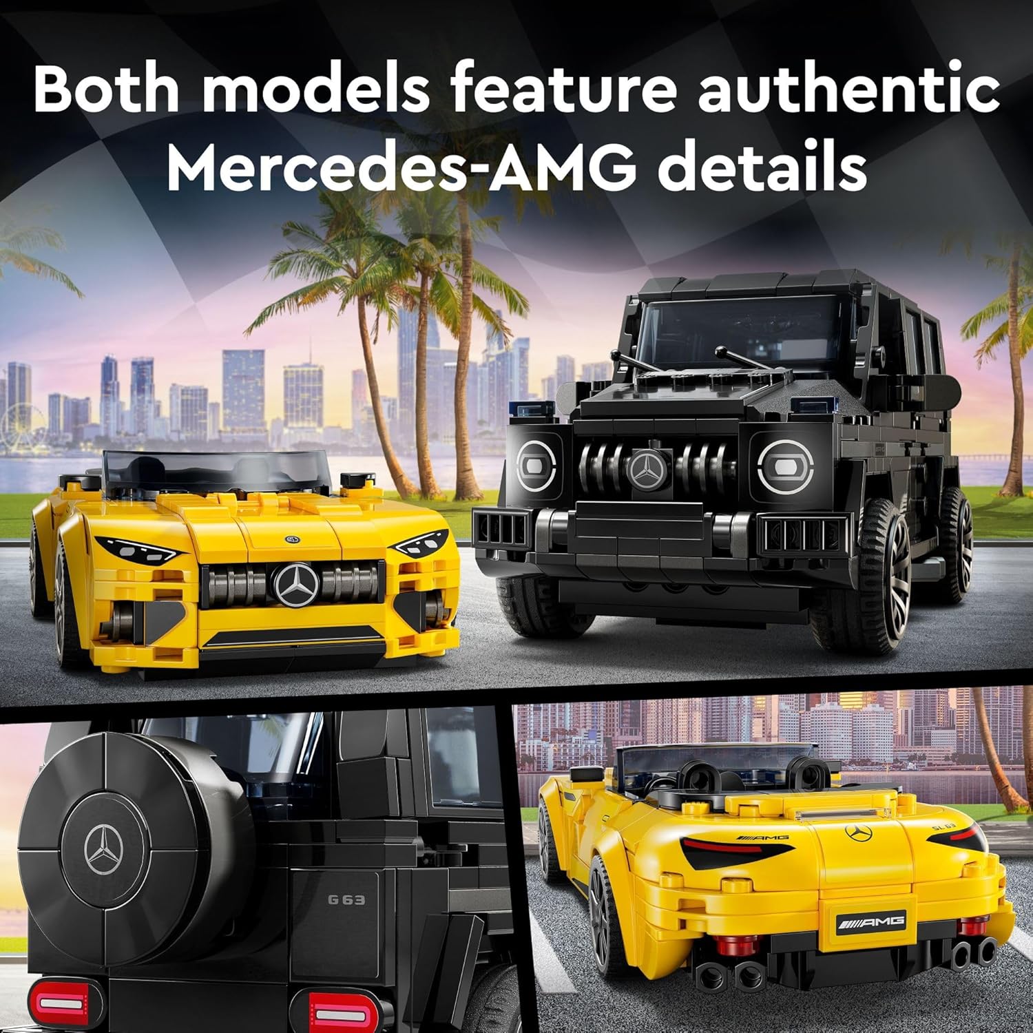 ليجو 76924 سبيد تشامبيونز سيارة مرسيدس AMG G 63 ومرسيدس AMG SL 63 F1، مجموعة مركبات فورمولا 1 للأطفال، مجموعتان للبناء 