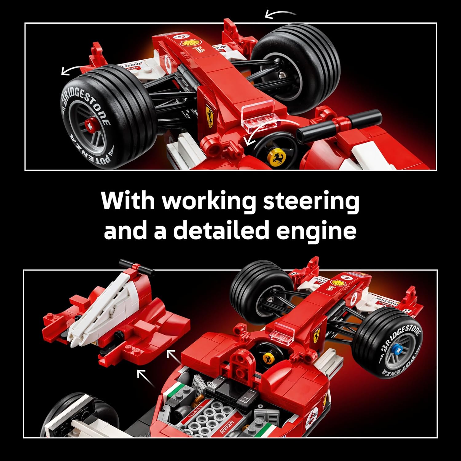 Red toy Formula 1 car with working steering and detailed engine 