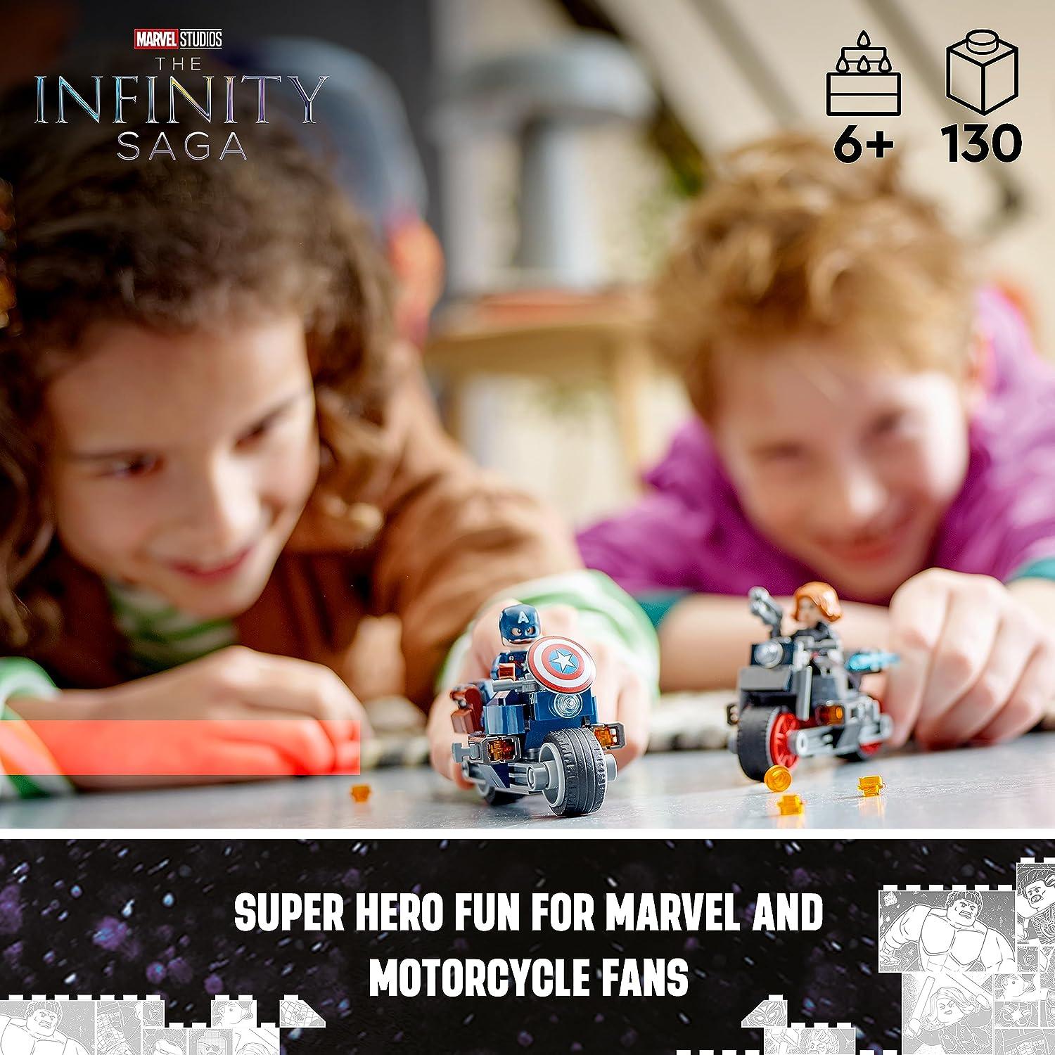 LEGO 76260 Marvel Black Widow & Captain America Motorcycles Buildable Marvel Toy (Retired)