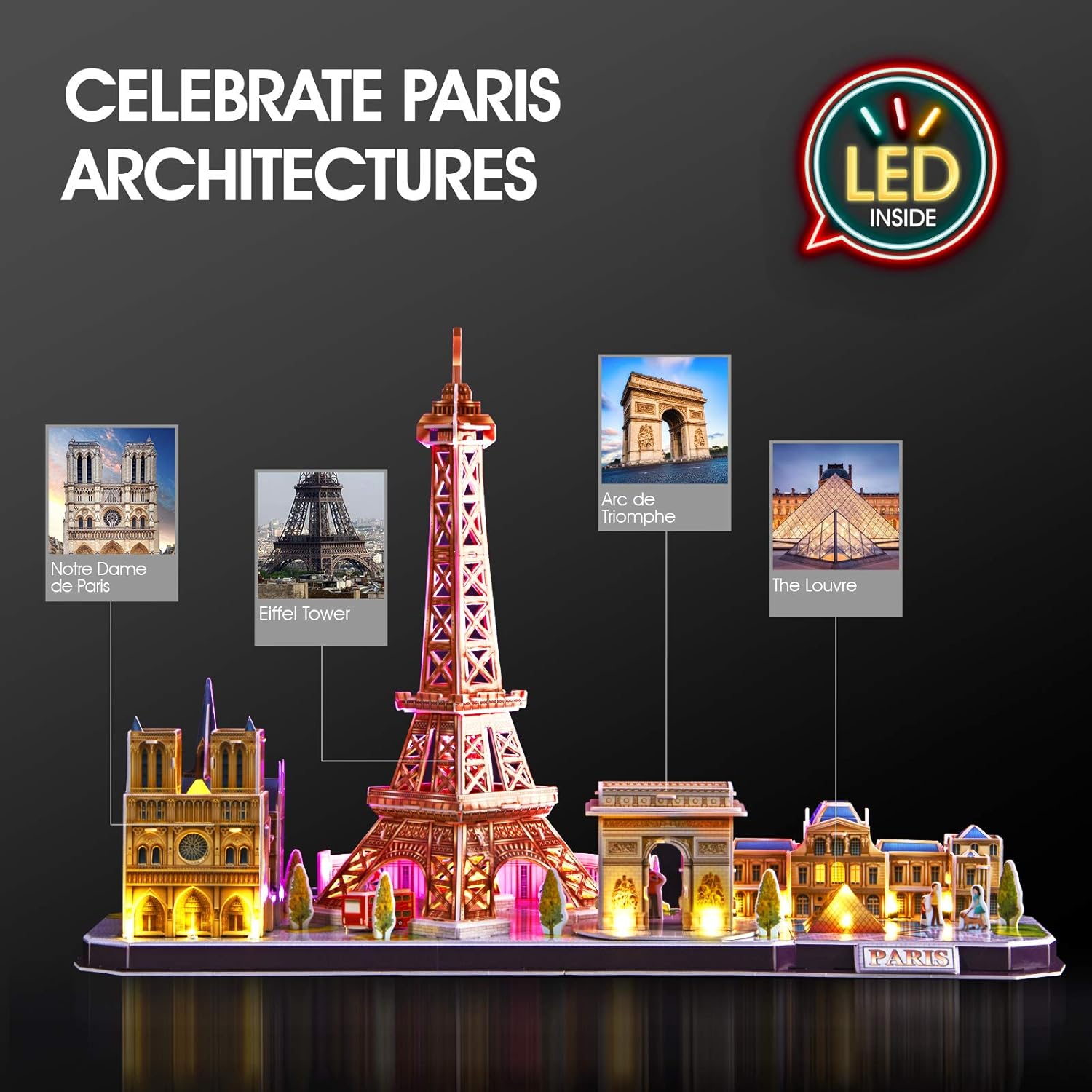 ألغاز CubicFun LED Paris Cityline ثلاثية الأبعاد