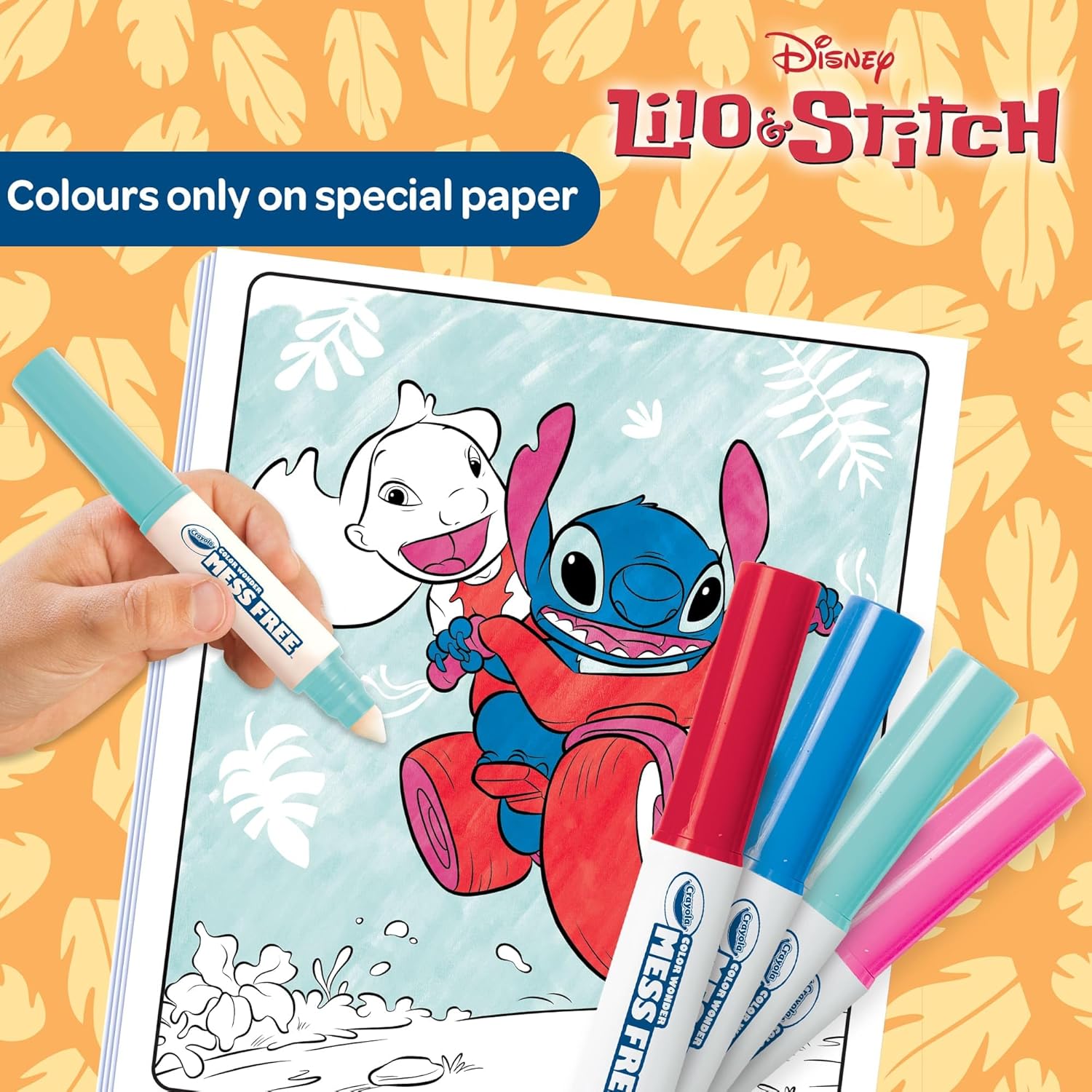 Crayola Color Wonder, Coloring Kit with 18 Colouring Pages and 4 Stain Resistant Felt-Tip Pens, Lilo & Stitch Theme