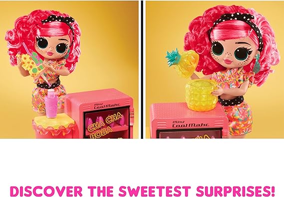 LOL Surprise OMG Sweet Nails - متجر Pinky Pops Fruit Shop مع 15 مفاجأة، بما في ذلك طلاء أظافر حقيقي، وضغط على الأظافر، وأوراق ملصقات، وجليتر، و1 دمية أزياء، والمزيد!