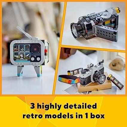 LEGO Creator 3 in 1 Retro Camera Toy 31147, Transforms from Toy Camera to Retro Video Camera to Retro TV Set, Photography Gift for Boys and Girls Ages 8 Years Old and Up Who Enjoy Creative Play