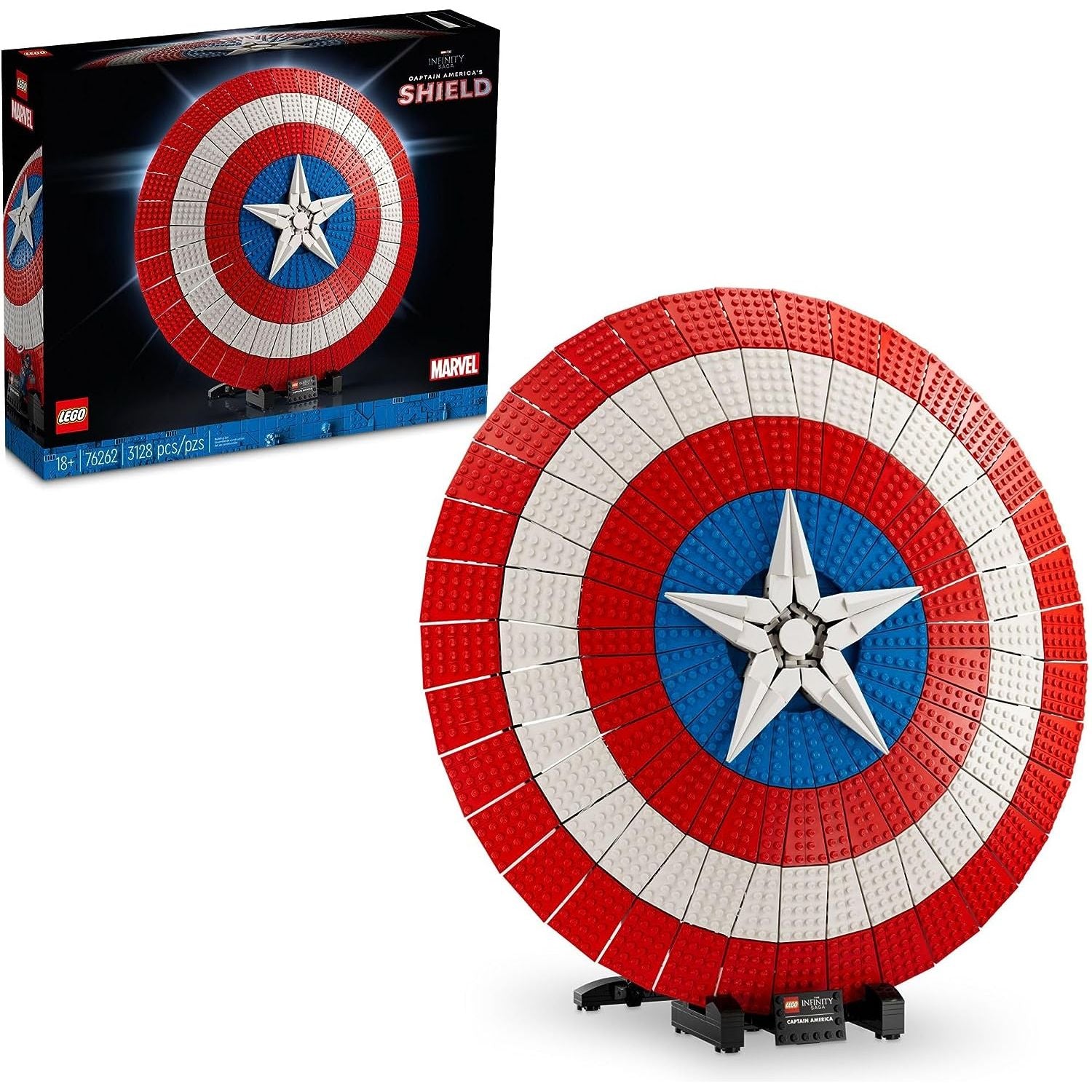 مجموعة نماذج LEGO Marvel Captain America's Shield 76262 للبالغين، نسخة طبق الأصل من درع Captain America الأيقوني، مجموعة بناء Disney Marvel للبالغين تمثل هدية تخرج رائعة