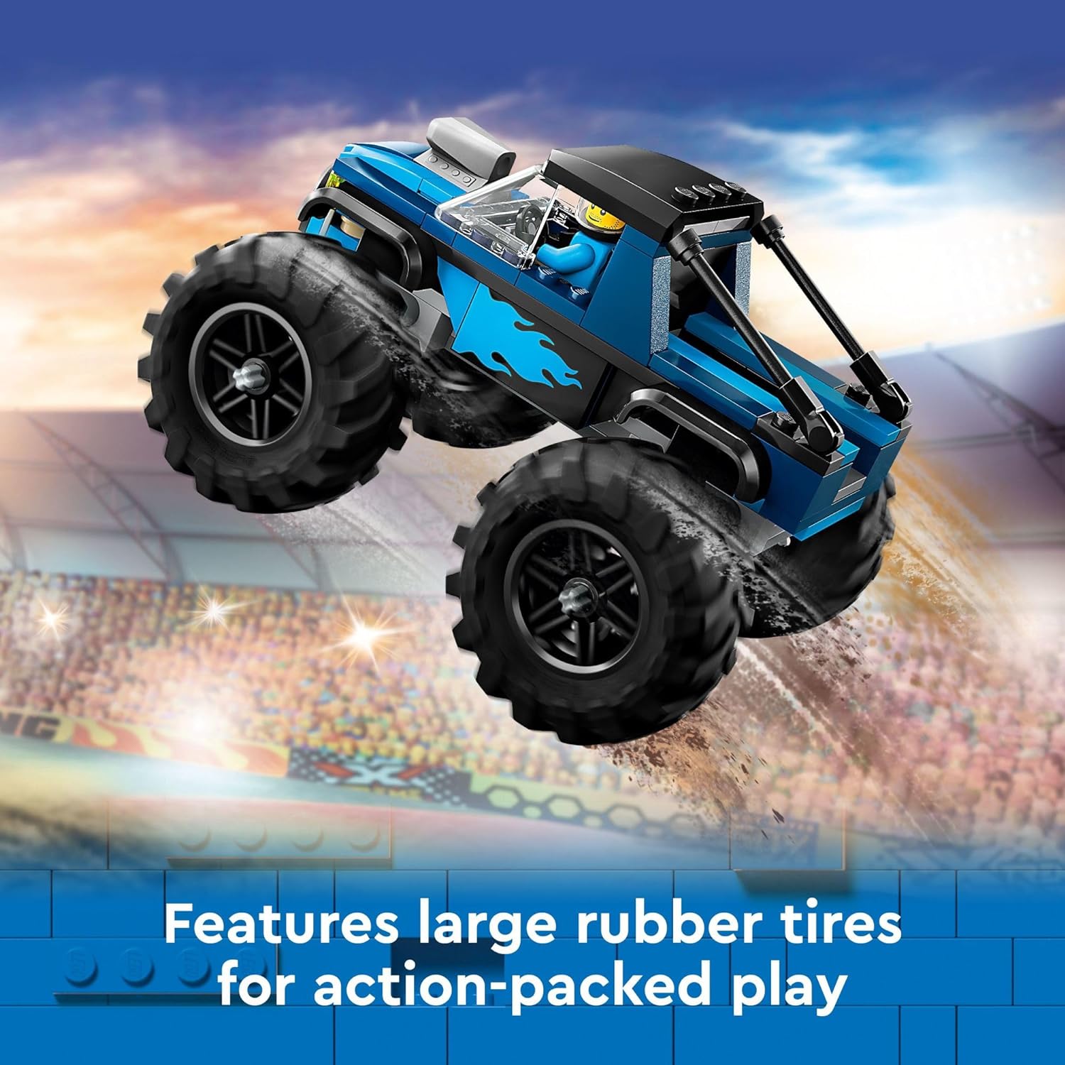 LEGO 60402 City Blue Monster Truck Off-Road Toy Playset with a Driver Minifigure, Imaginative Toys for Kids, Fun Gift for Boys and Girls Aged 5 Plus, Mini Monster Truck.