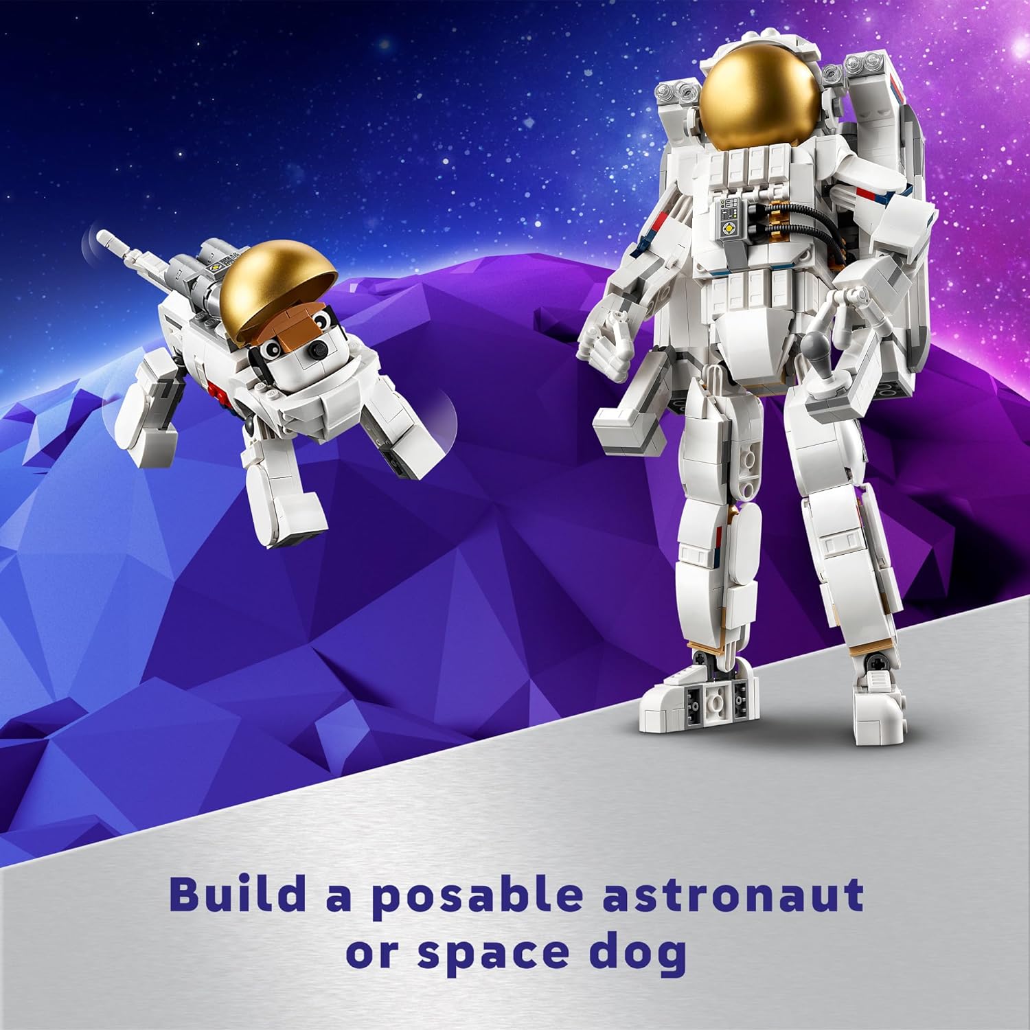 LEGO Creator 31152 3 in 1 Space Astronaut Toy, Building Set Transforms from Astronaut Figure to Space Dog to Viper Jet, Space-Themed Gift Idea for Boys and Girls