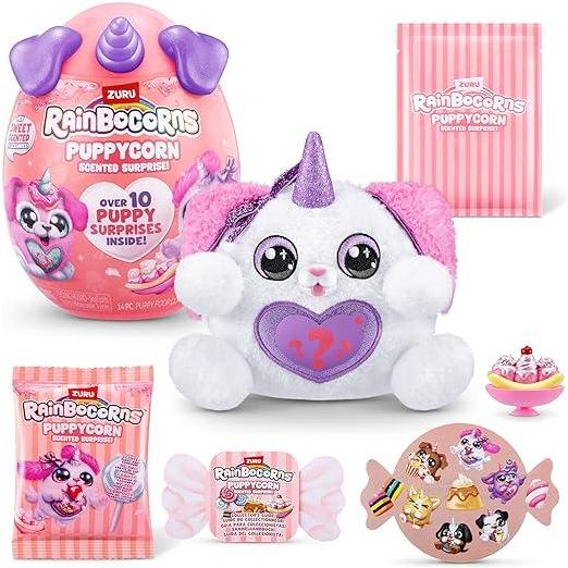 Rainbocorns Puppycorn Poodle Scent Surprise - Surprise Unboxing Soft Toy, Scented Puppy Plush for Girls by ZURU
