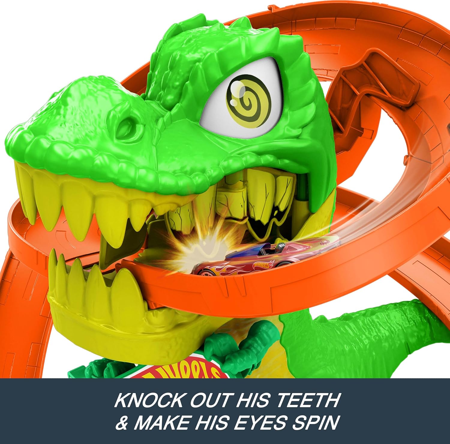 مجموعة لعب ماتيل هوت ويلز سيتي تي ريكس بليز باتل وسيارة مصبوبة بمقياس 1:64، ديناصور نيميسيس