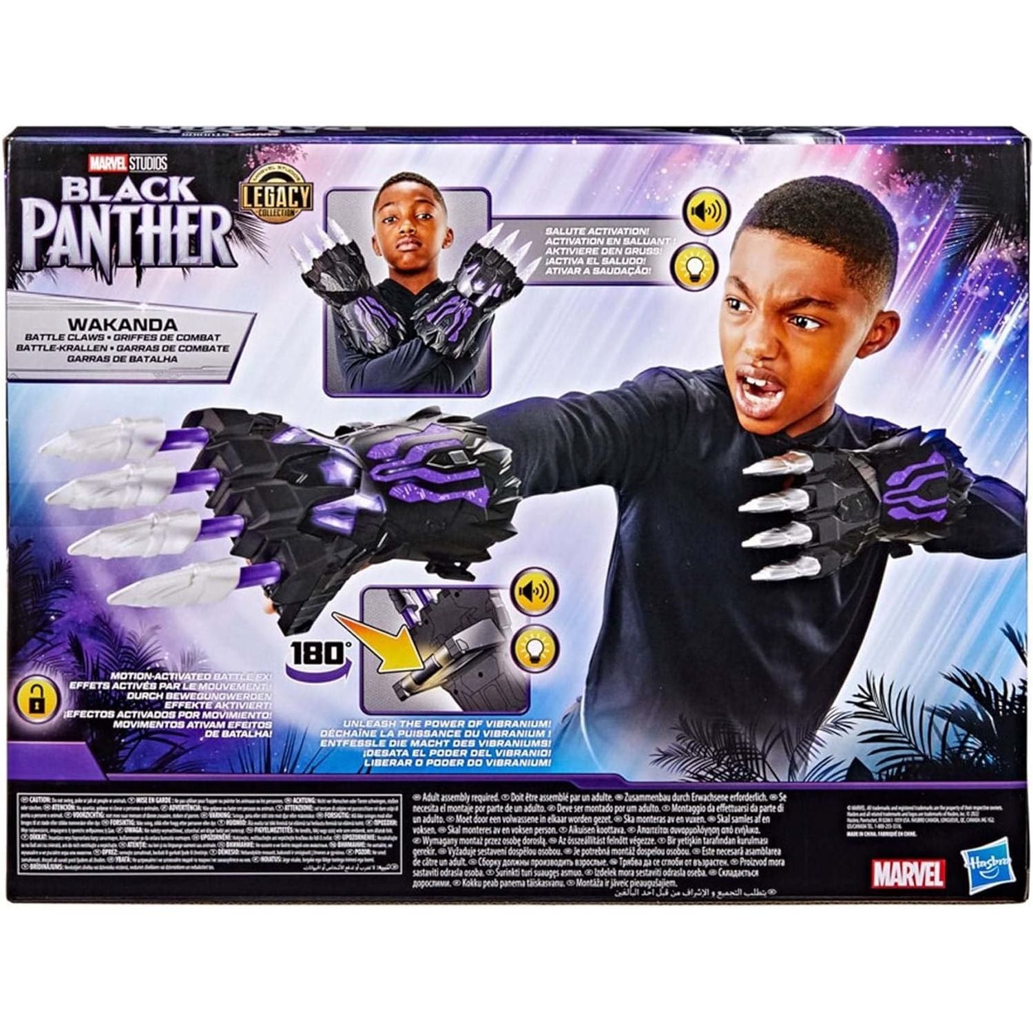 Marvel Studios' Black Panther Legacy Wakanda FX Battle Claws with Lights and Sounds, Kids Role Play Toys, Super Hero Toys for Ages 5 Up