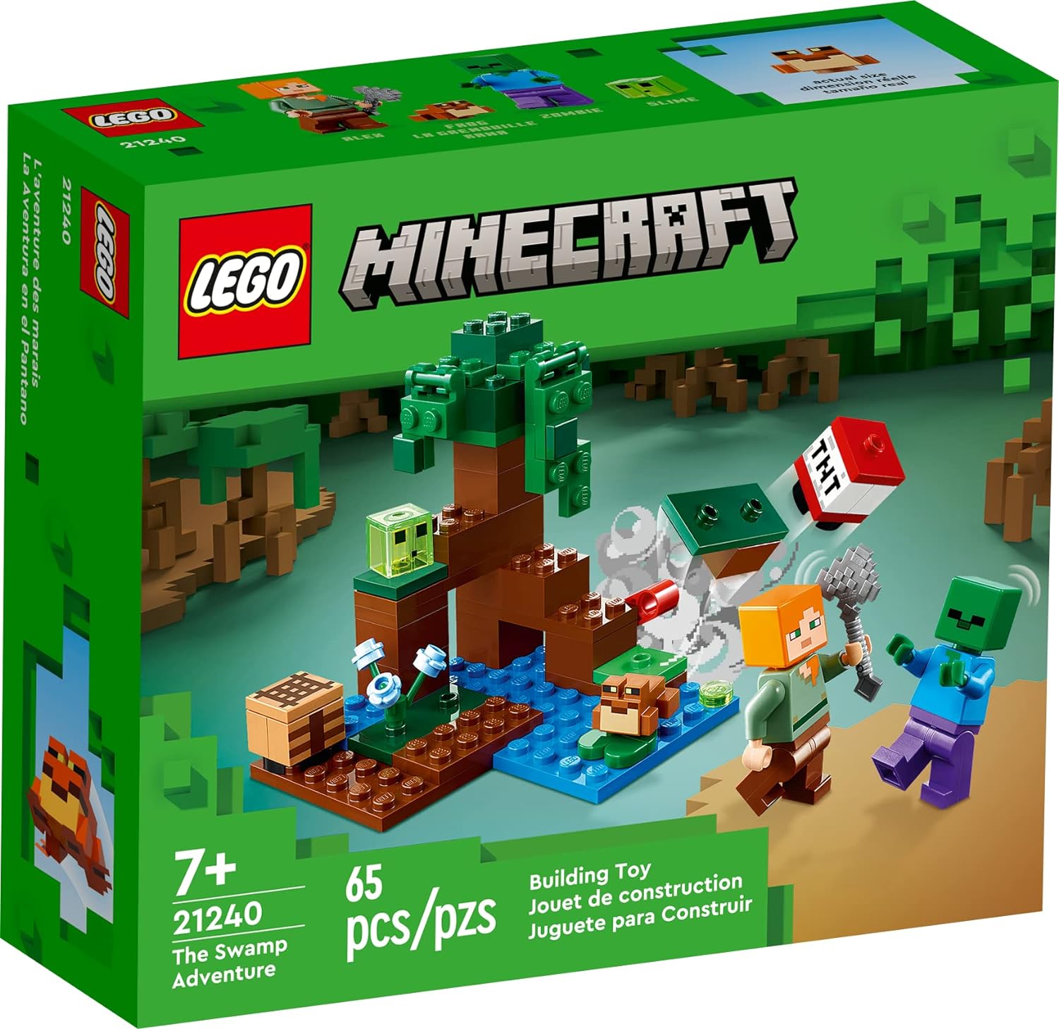 LEGO 21240 Minecraft The Swamp Adventure , Building Game Construction Toy with Alex and Zombie Figures in Biome, Birthday Gift Idea for Kids Ages 8+