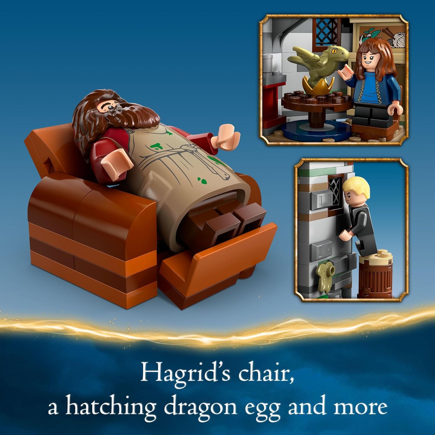 LEGO 76428 Harry Potter Hagrid’s Hut: An Unexpected Visit, Harry Potter Toy with 7 Characters and a Dragon for Magical Role Play, Buildable House Toy.