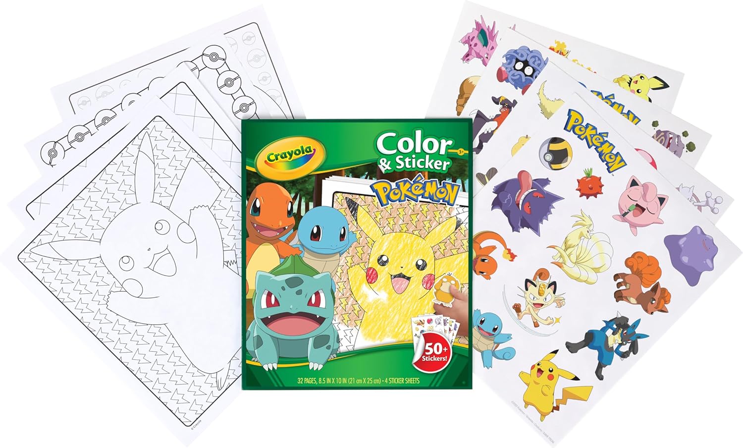 Crayola Coloring Book with Pokemon Stickers, 32 Pages and 4 Sheets of Stickers Included