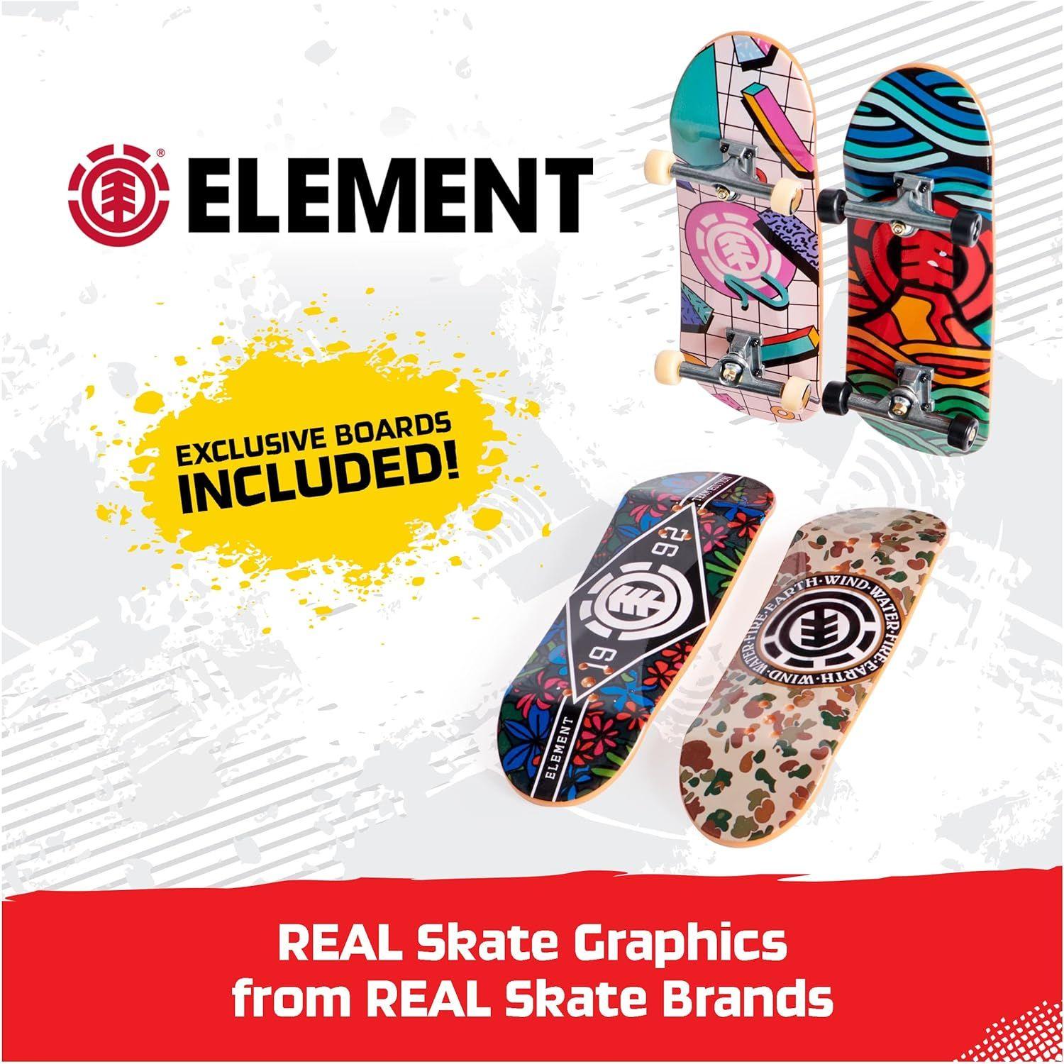 Tech Deck, Ultra DLX Fingerboard 4-Pack, Element Skateboards, Collectible and Customizable Mini Skateboards