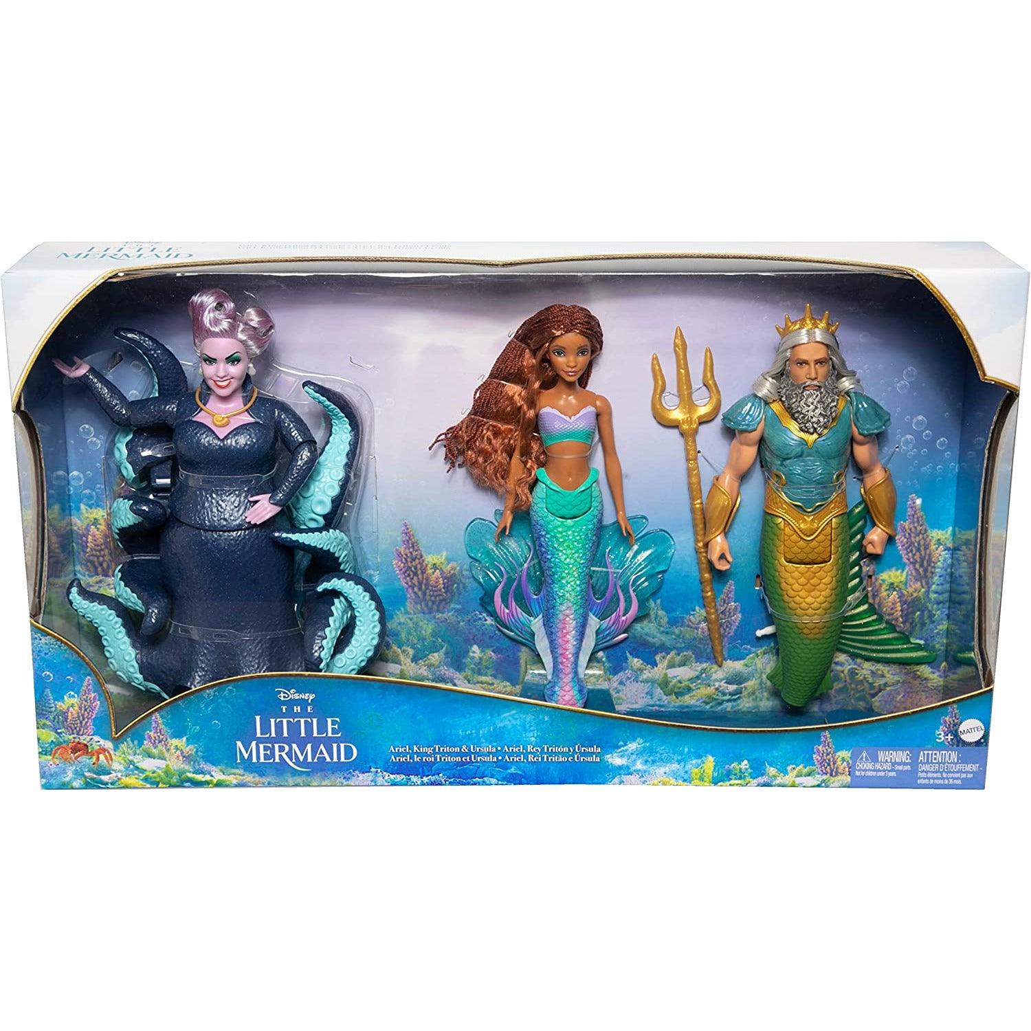 Disney Princess by Mattel The Little Mermaid Ariel, King Triton & Ursula Dolls
