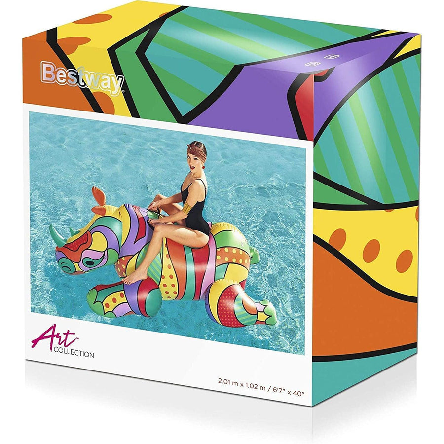 Bestway 41116 Pool Lake Inflatable Summer Party Ride-On Float w/Heavy-Duty Handles -  Rhino