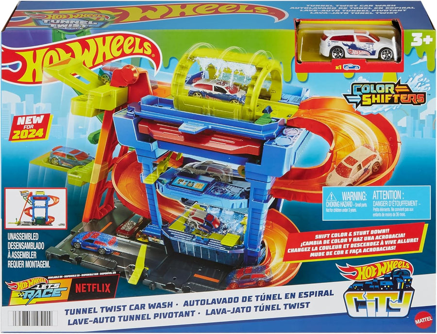 Mattel Hot Wheels City Tunnel Twist Car Wash & Color Shifters Vehicle in 1:64 Scale