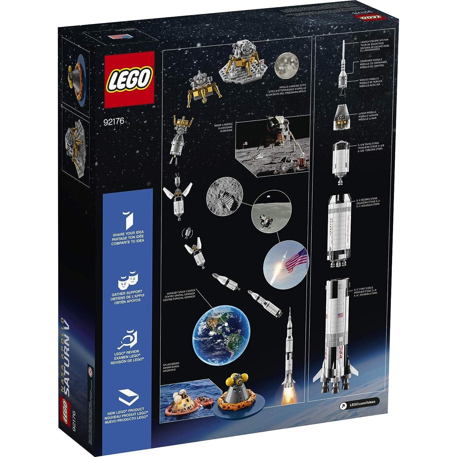 LEGO Ideas 92176  NASA Apollo Saturn V Outer Space Model Rocket for Kids and Adults, Science Building Kit (1969 Pieces)
