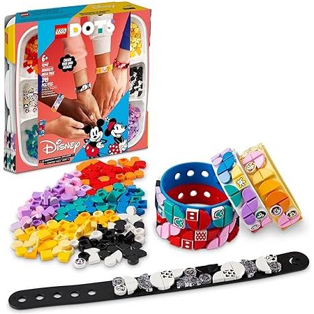 LEGO DOTS Disney Mickey & Friends Bracelets Mega Pack 41947 5in1 Crafts Set, DIY Toy Jewelry Making Kit for Kids, with Glitter and Minnie Mouse Tiles