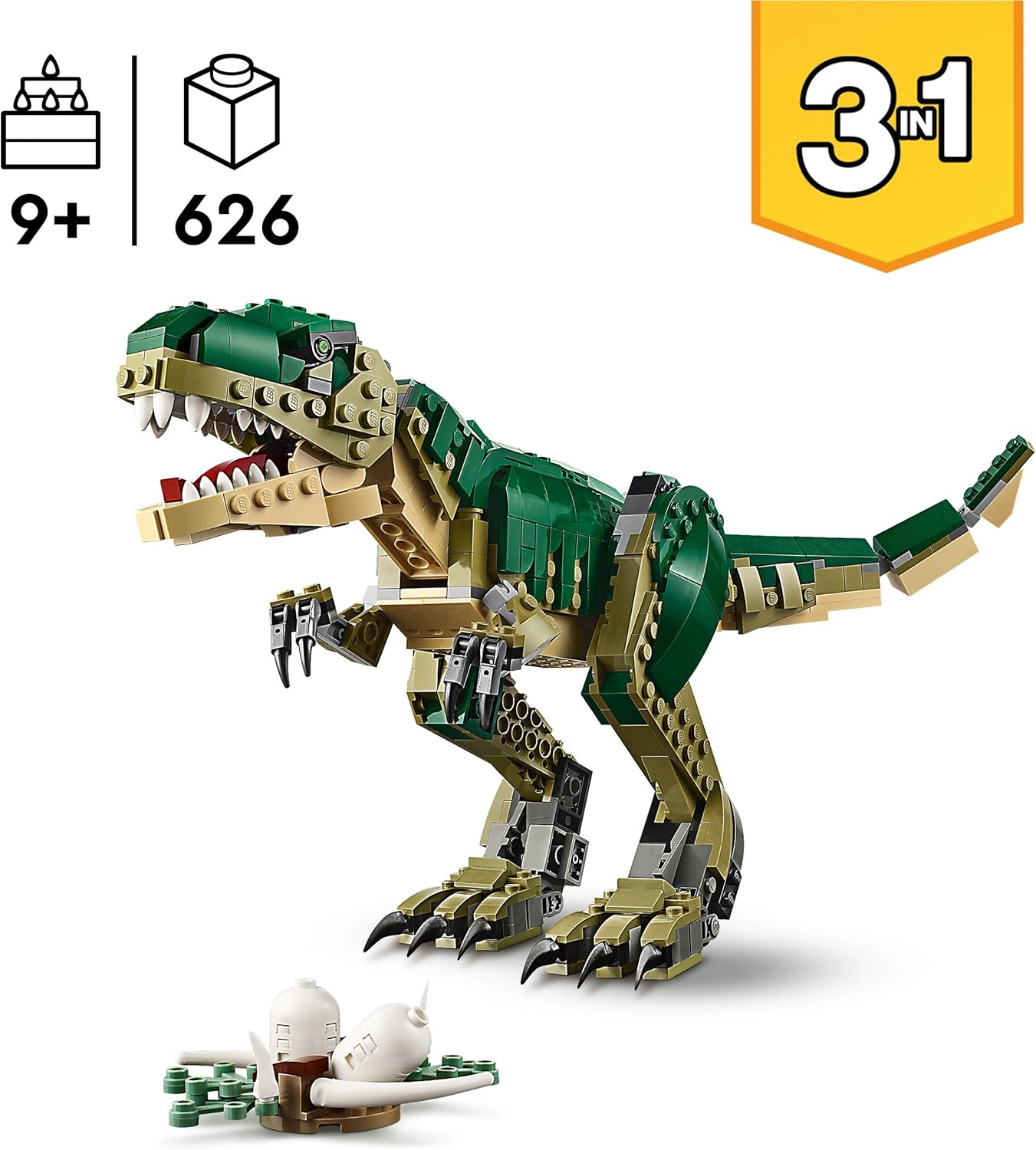LEGO 31151 Creator 3in1 T. rex to Triceratops to Pterodactyl Toys, Dinosaur Figures